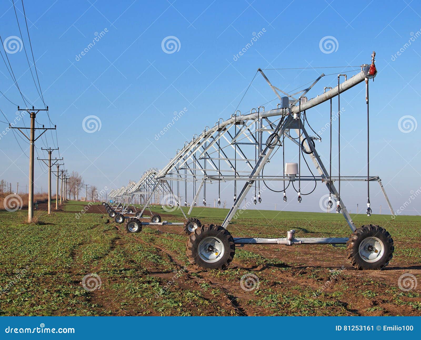 Irrigation System on Wheels Stock Image Image of water, wheels 81253161