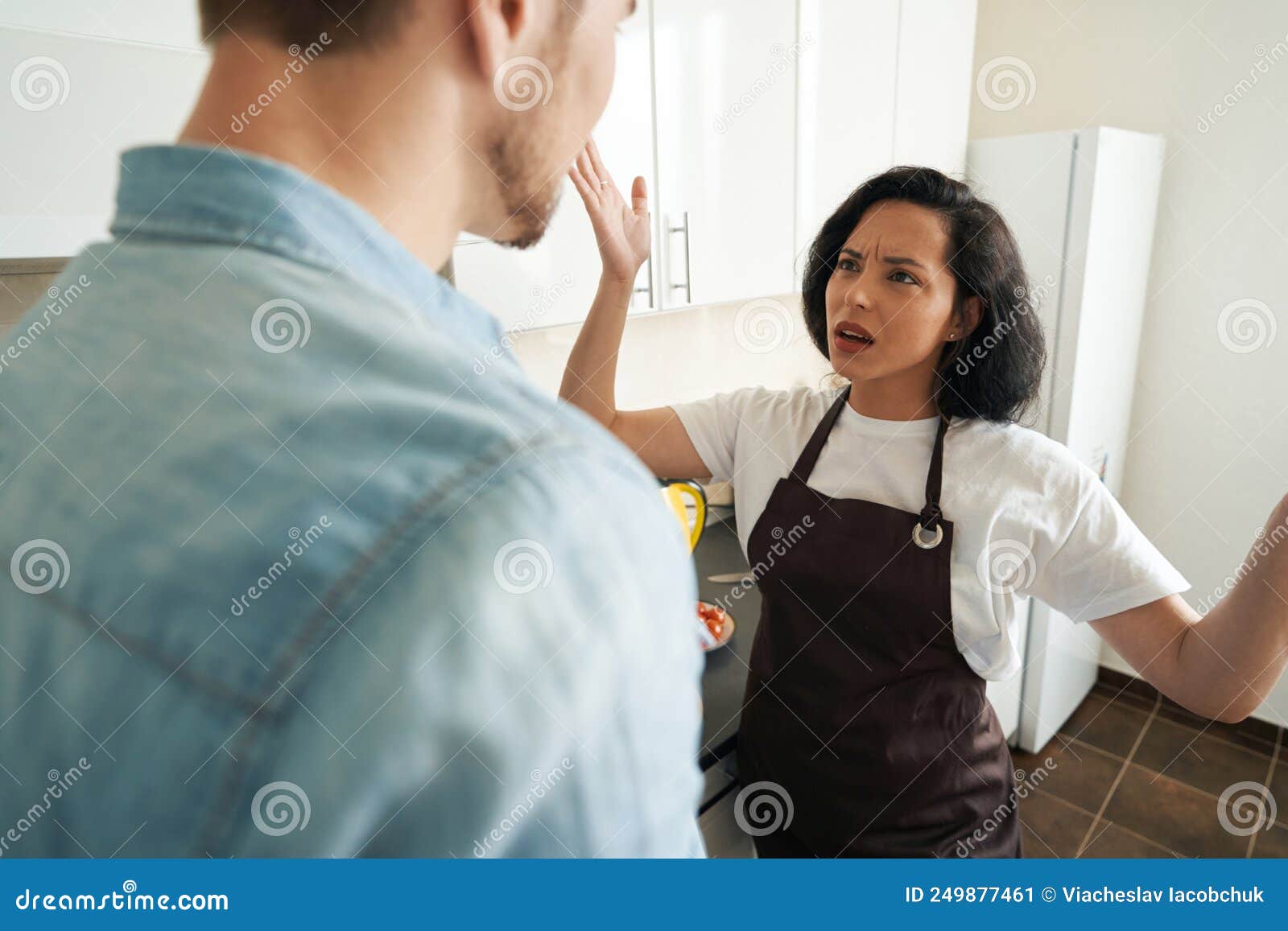 Irritated Young Female Having Altercation with Man Stock Image Image