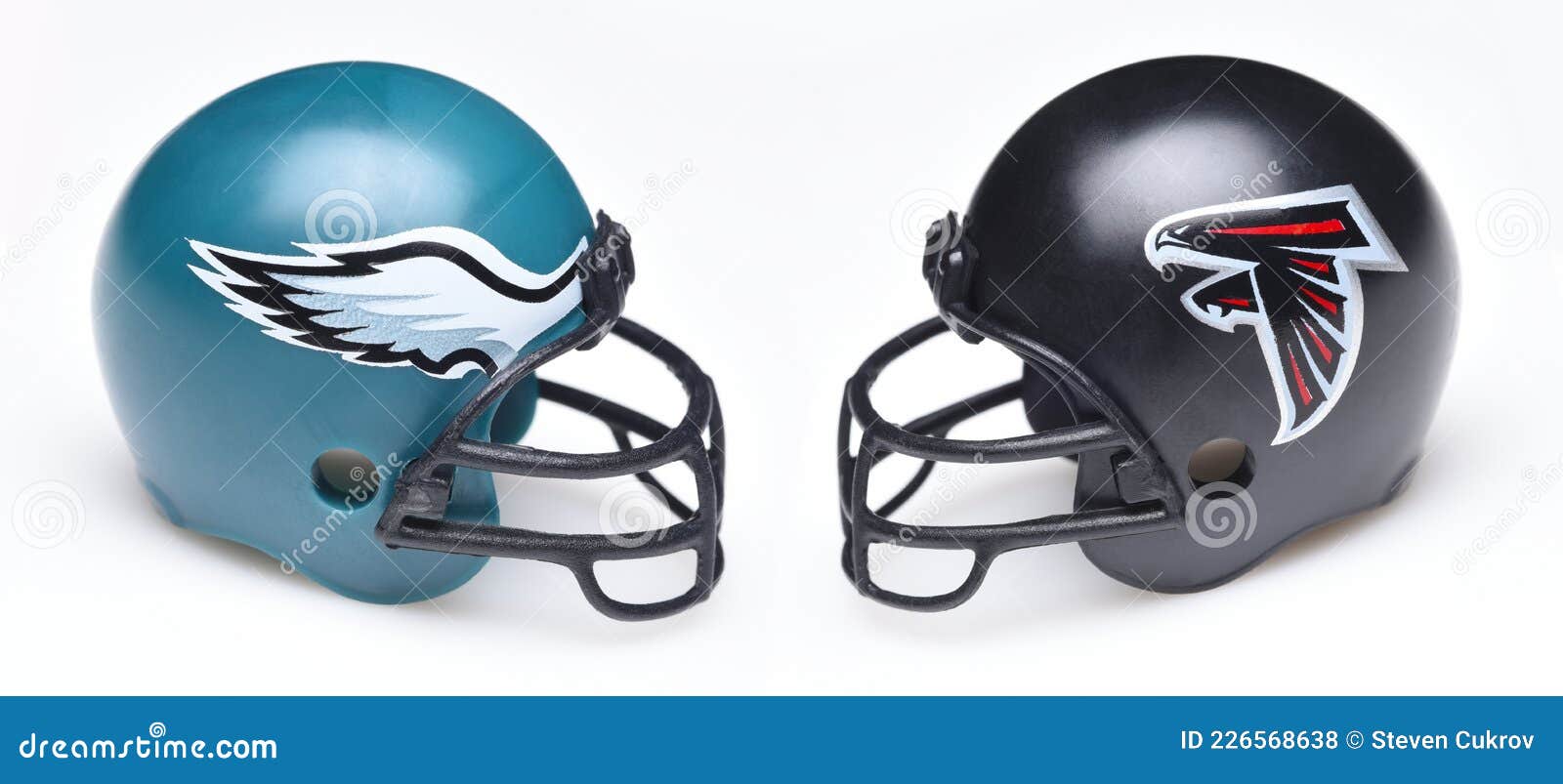 IRVINE, CALIFORNIA - 24 JUNE 2021: Football Helmets of the Philadelphia  Eagles and Atlanta Falcons, Week One Opponents in the NFL Editorial Stock  Photo - Image of mini, california: 226568638