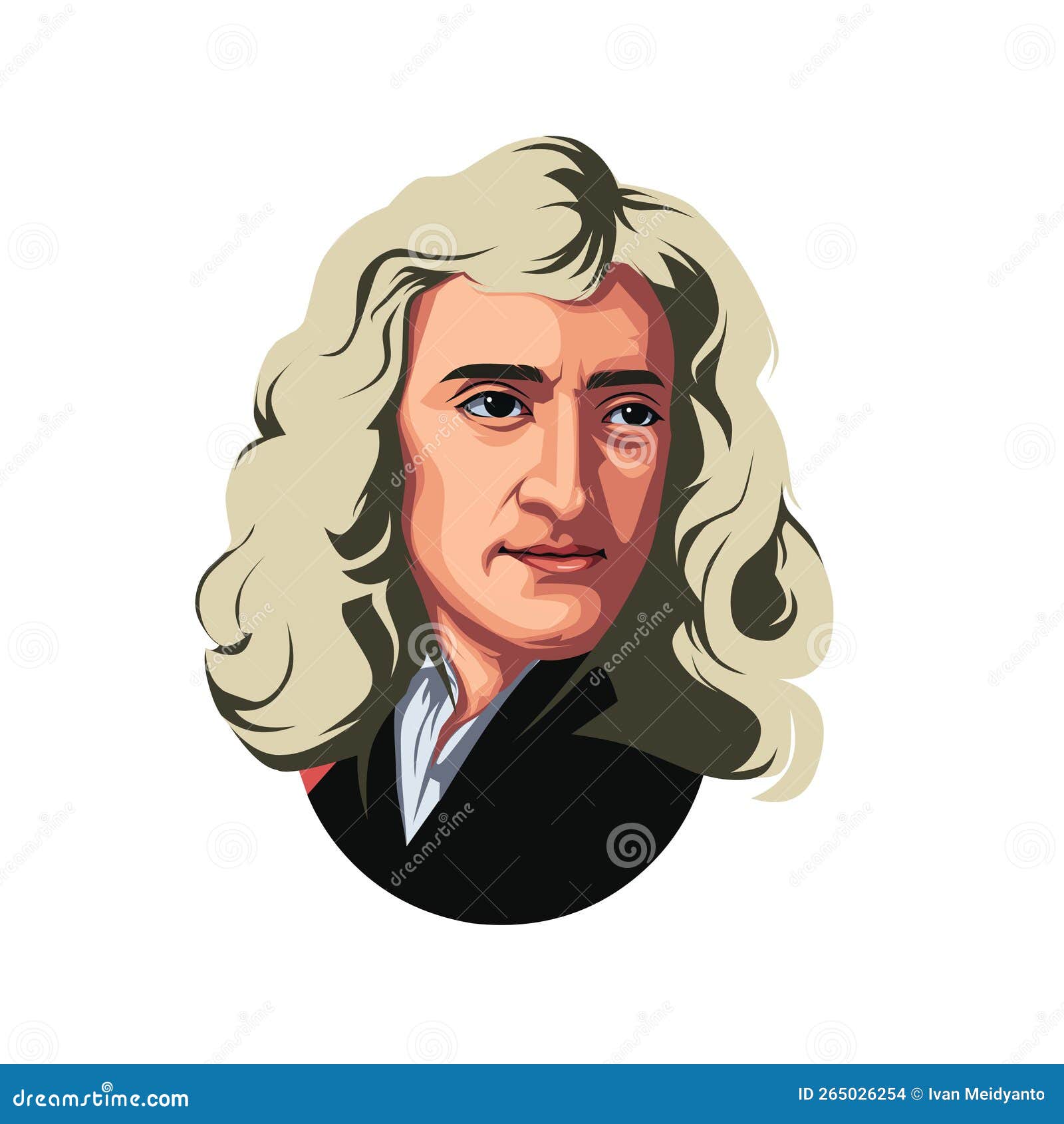 Caricature of Isaac Newton editorial stock image. Illustration of font -  265026254