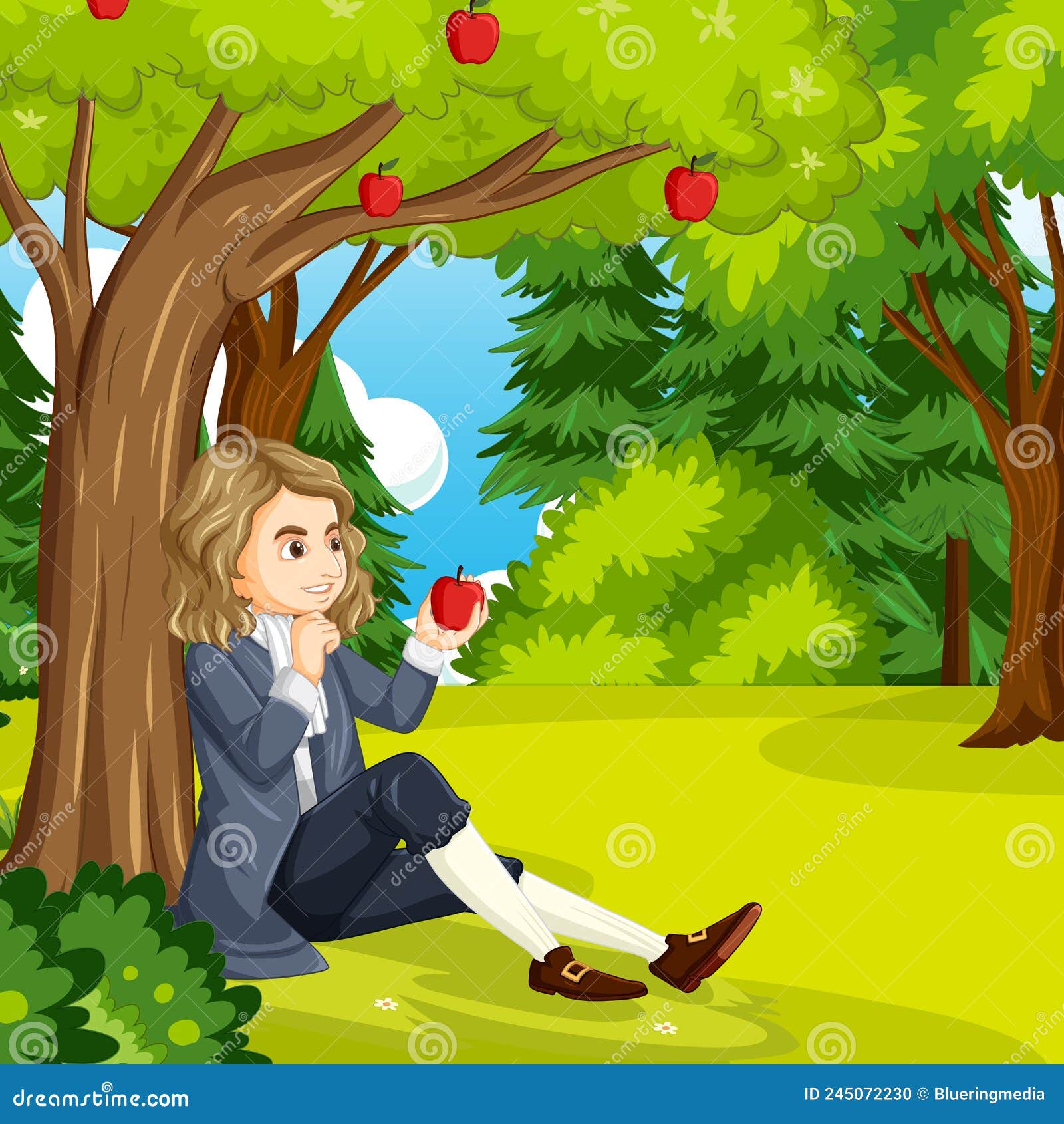 Isaac Newton Unter Apfelbaum Vektor Abbildung - Illustration von frech ...