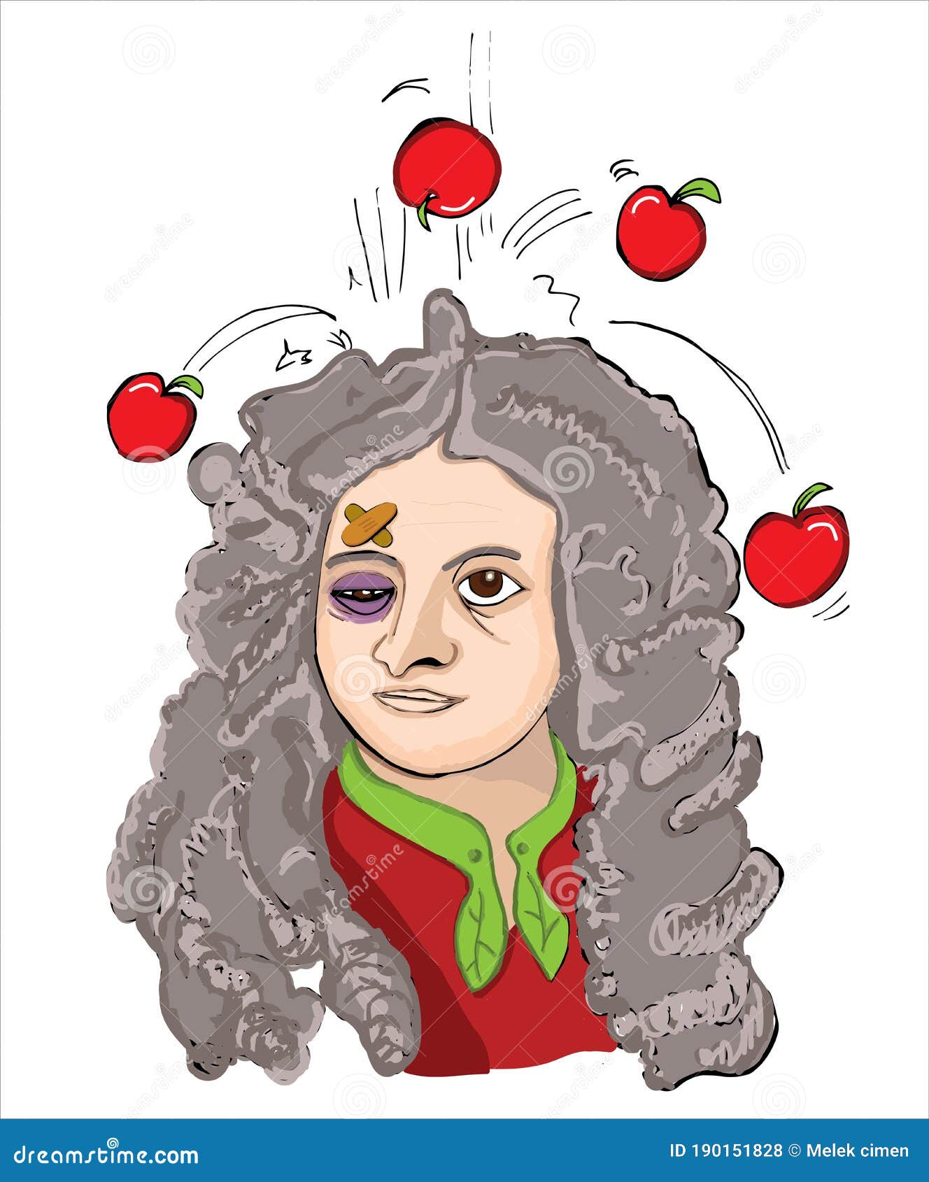 Portrait Of Isaac Newton In Cartoon Style | CartoonDealer.com #227270805
