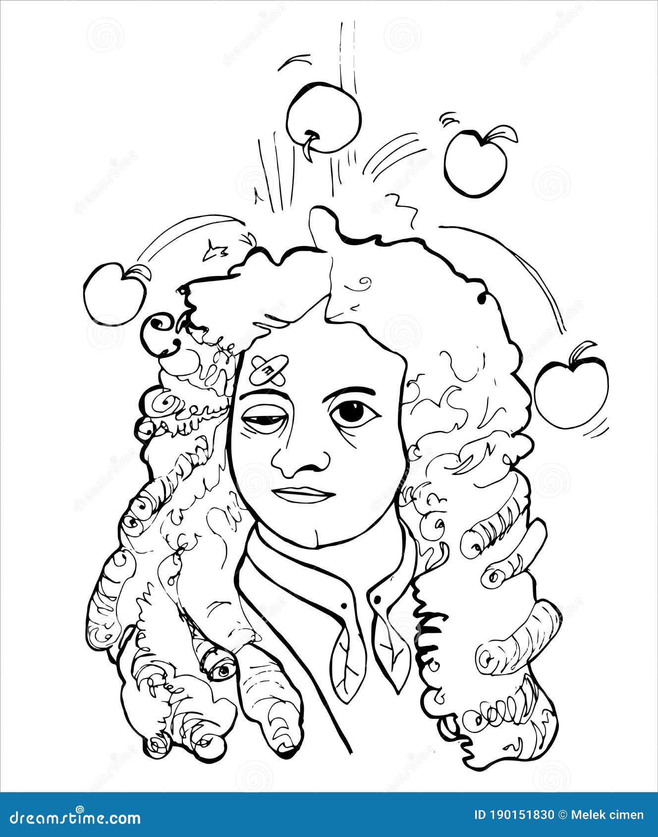 Isaac Newton Vector Caricature. Funny Cartoon Portrait Editorial Image -  Illustration Of Telescope, Gravity: 190151830