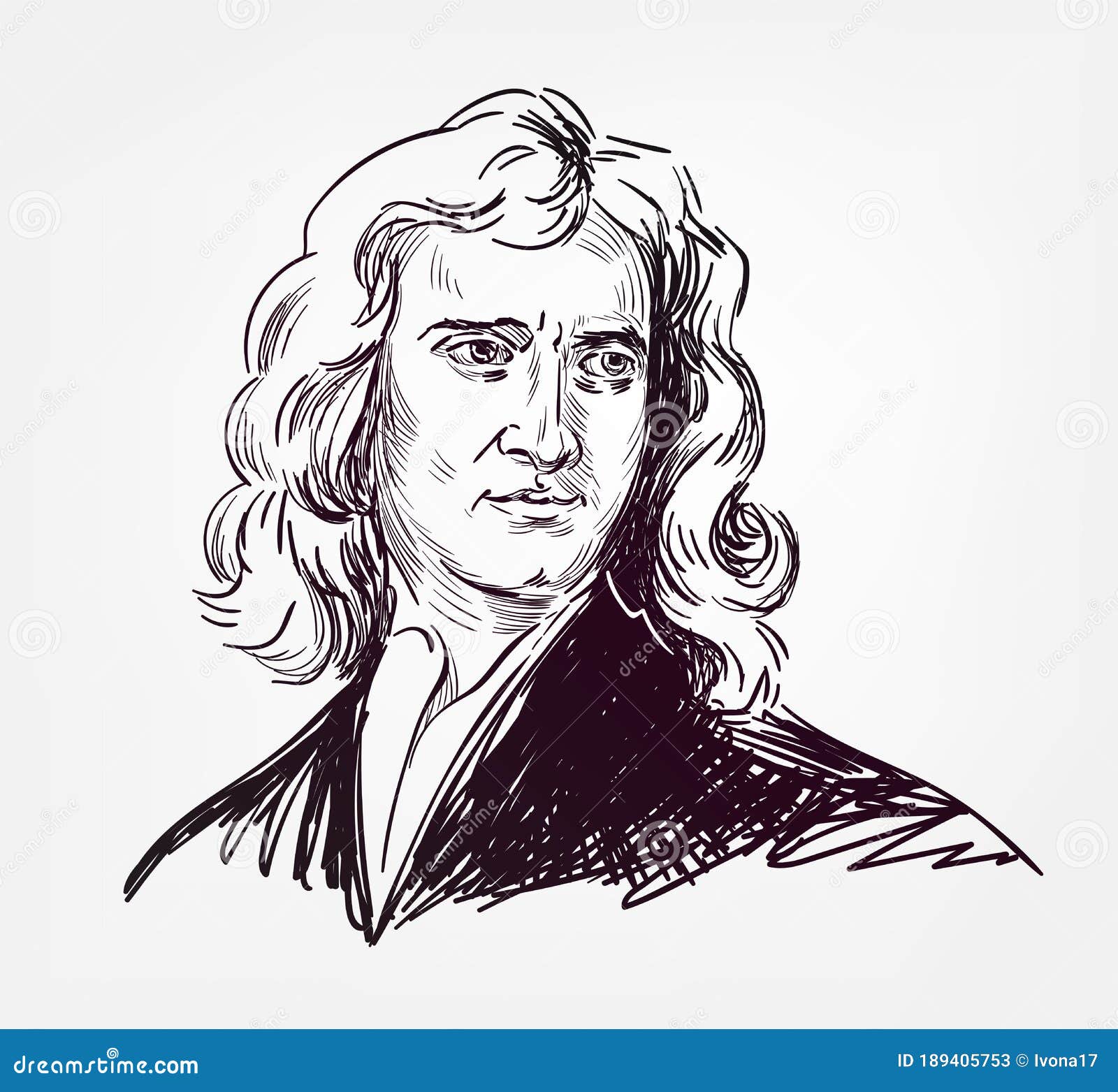 Isaac Newton Vector Sketch Style Portrait Editorial Stock Photo -  Illustration Of Mathematician, Isolated: 189405753