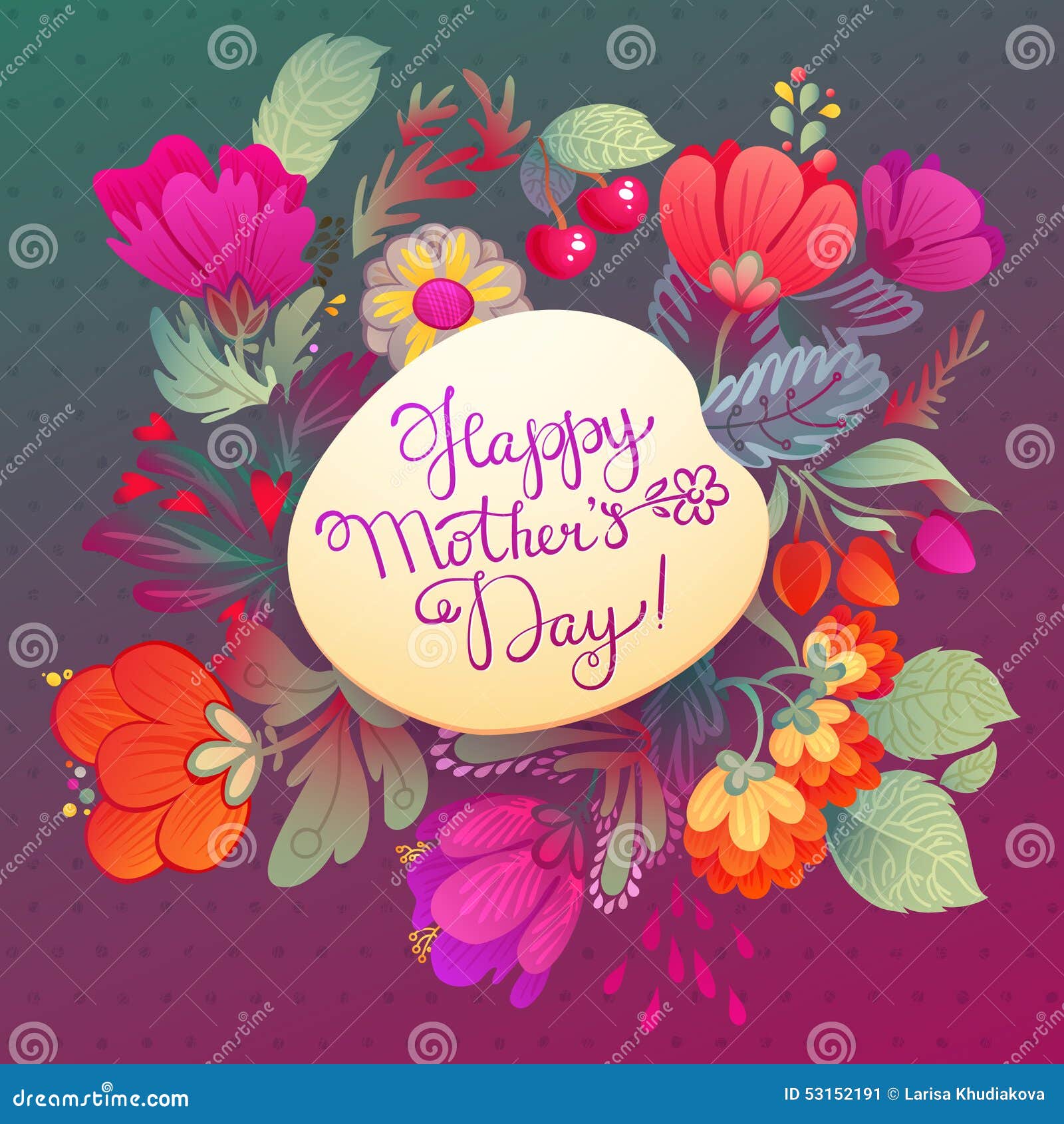 Iscrizione disegnata a mano di festa della mamma felice Buona Festa della Mamma fondo tipografico con i fiori della primavera