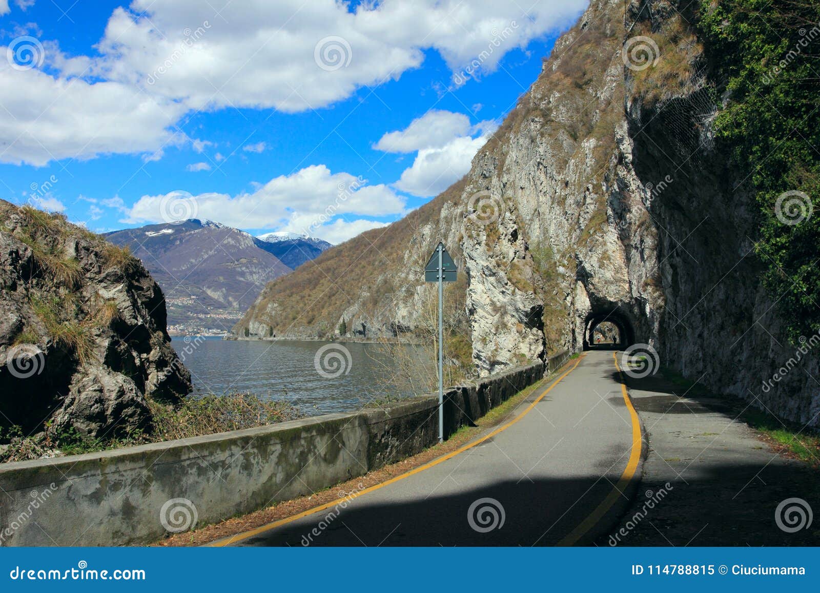 iseo lake - picturesque bike path along the lake