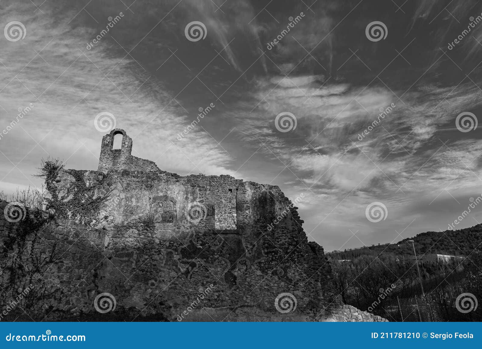 isernia, molise, ruins of the celestial convent of s. spirito. view