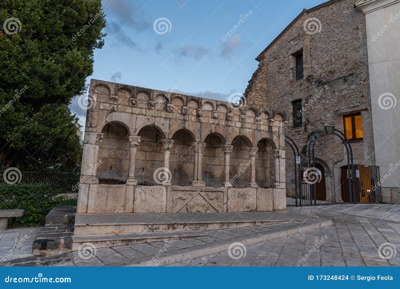 isernia, molise. the "fraternal fountain" is an elegant public fountain, as well as a , of the city of isernia.