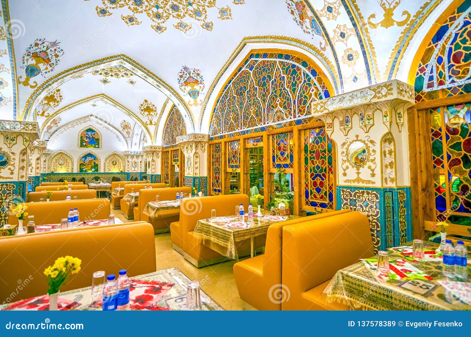 The Colorful Interior of Baastan Restaurant, Isfahan, Iran Editorial