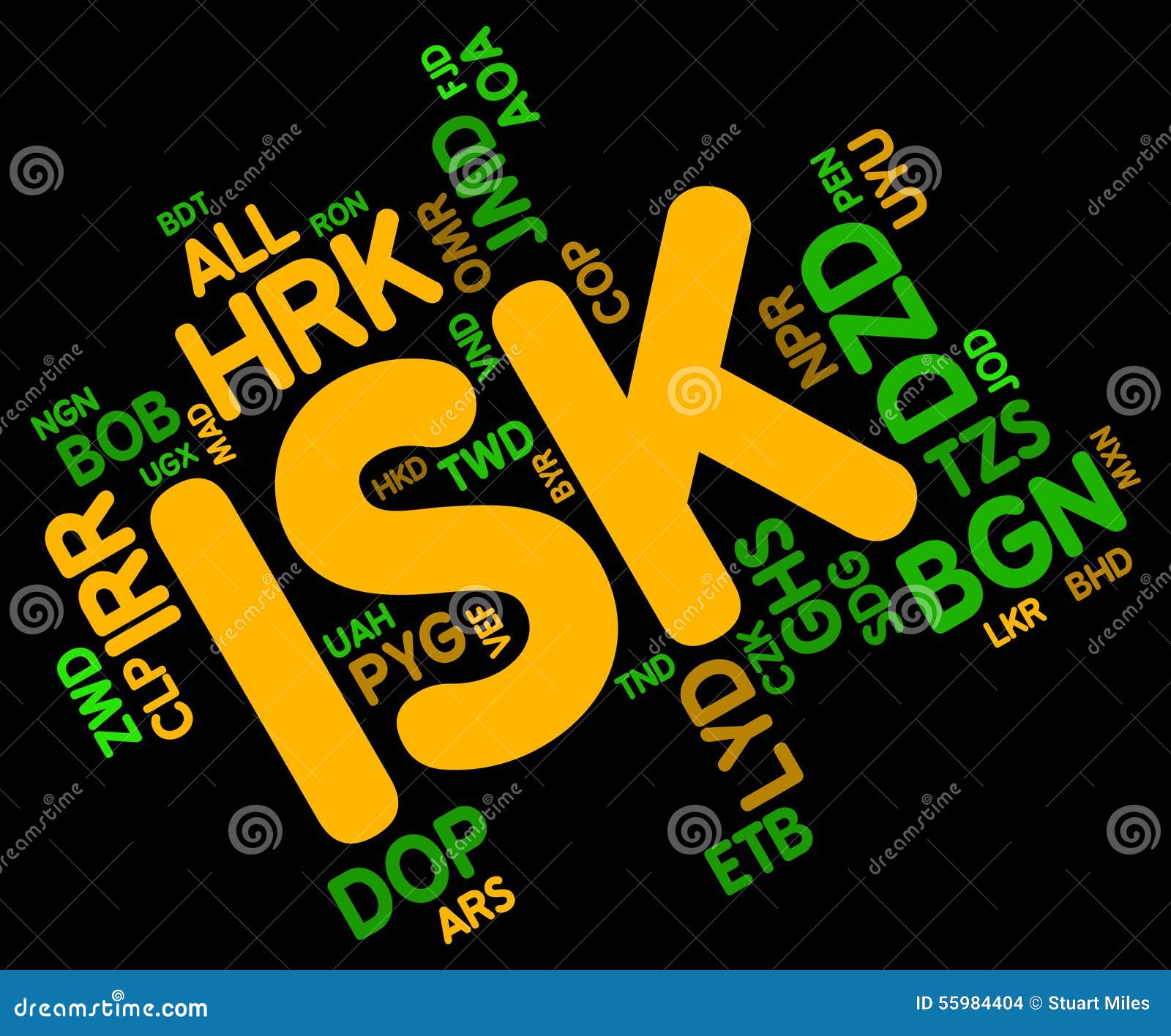 Isk Currency Means Worldwide Trading and Coin Stock Illustration