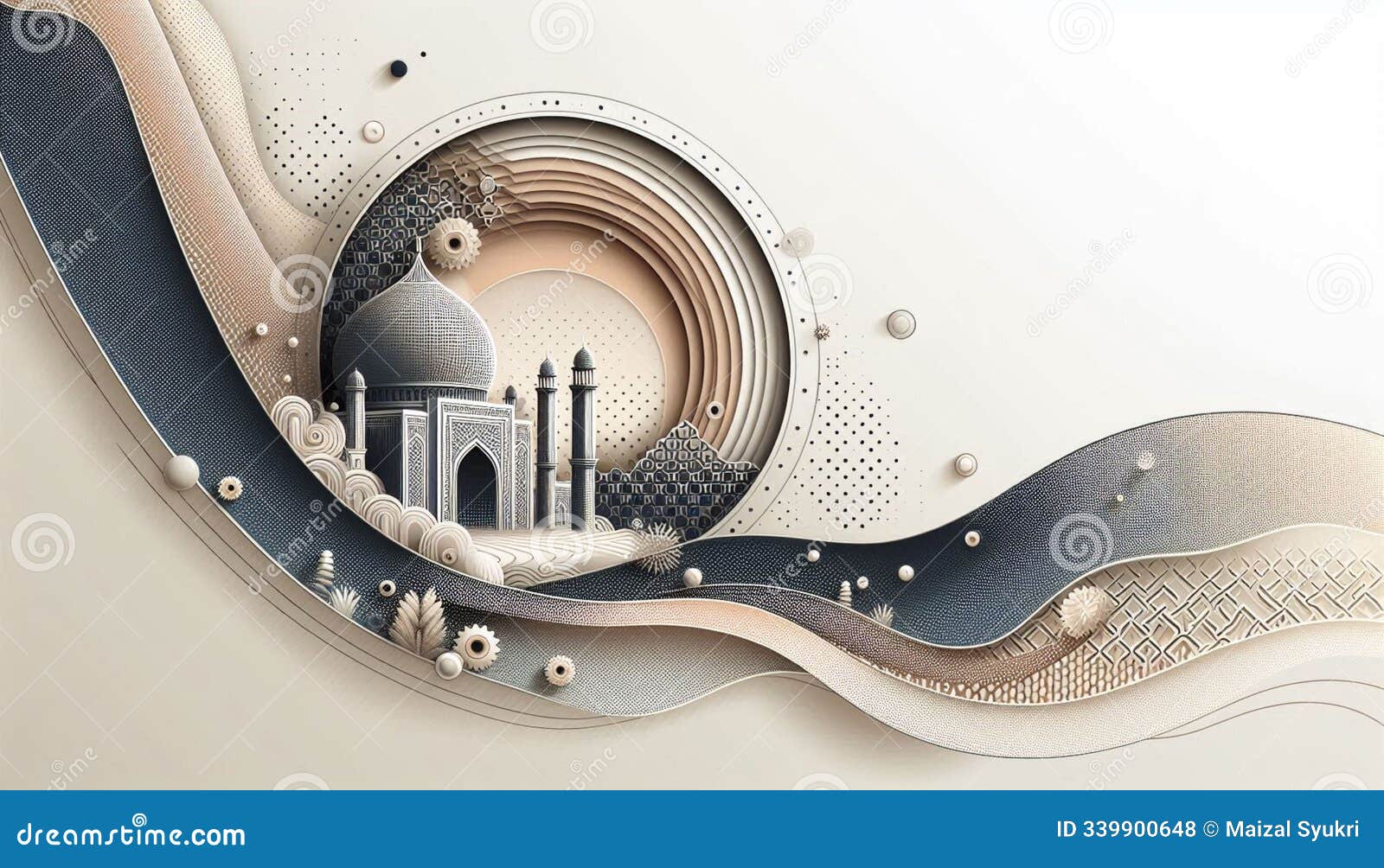islamic architecture and nature-themed 3d halftone abstract with macro view for minimalist stock 