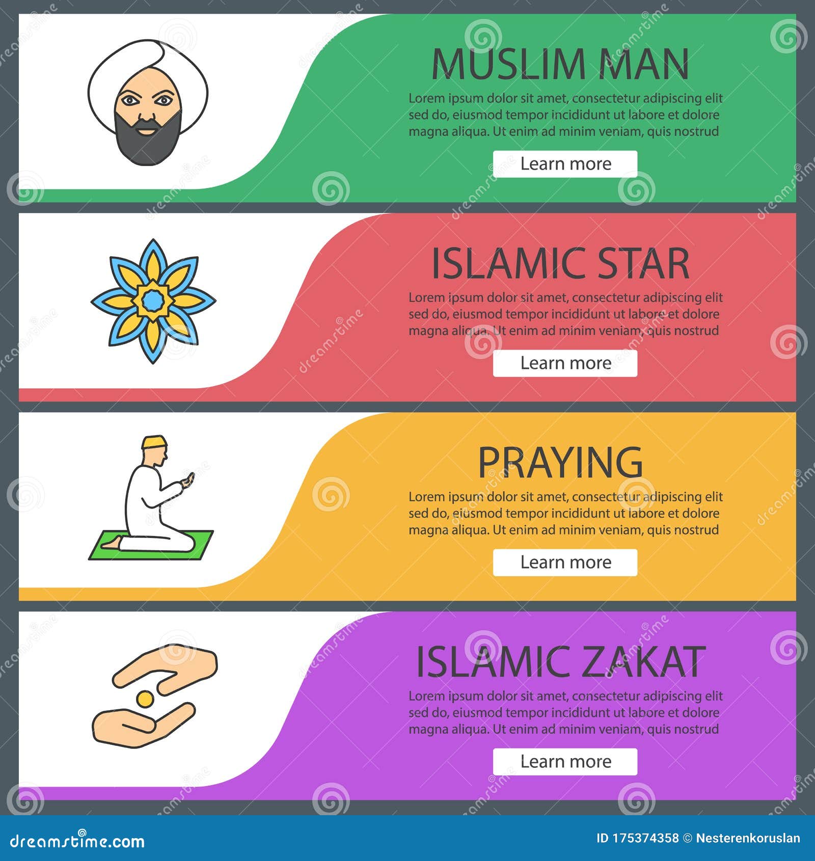 Islamic Culture  Web Banner Templates Set Stock Vector 
