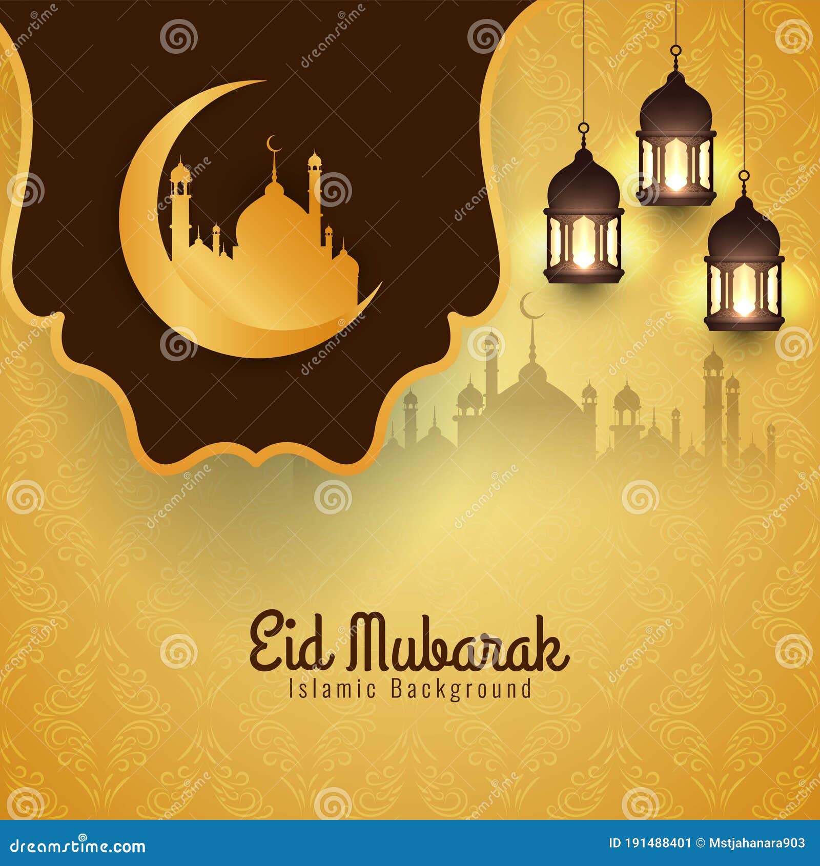Islamic Festival Eid Mubarak Background Stock Vector - Illustration of  greeting, festival: 191488401