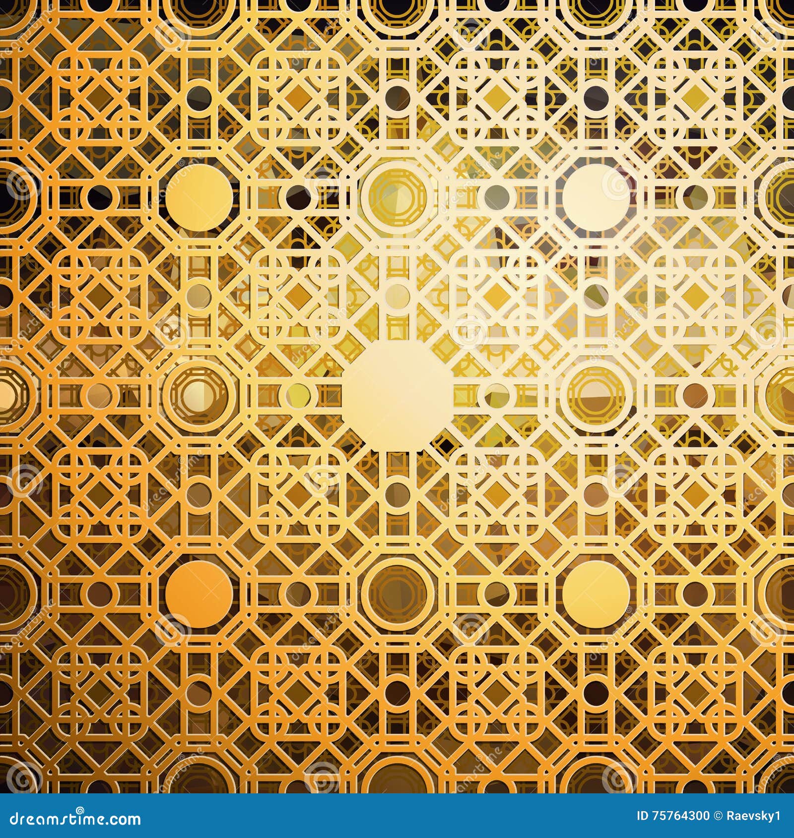 Islamic Gold Pattern With Overlapping Geometric Square  