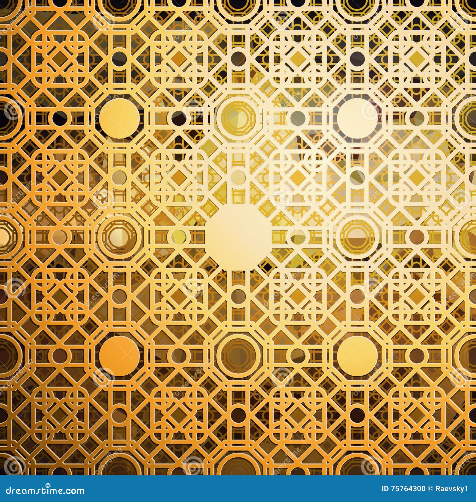Islamic Gold Pattern With Overlapping Geometric Square  