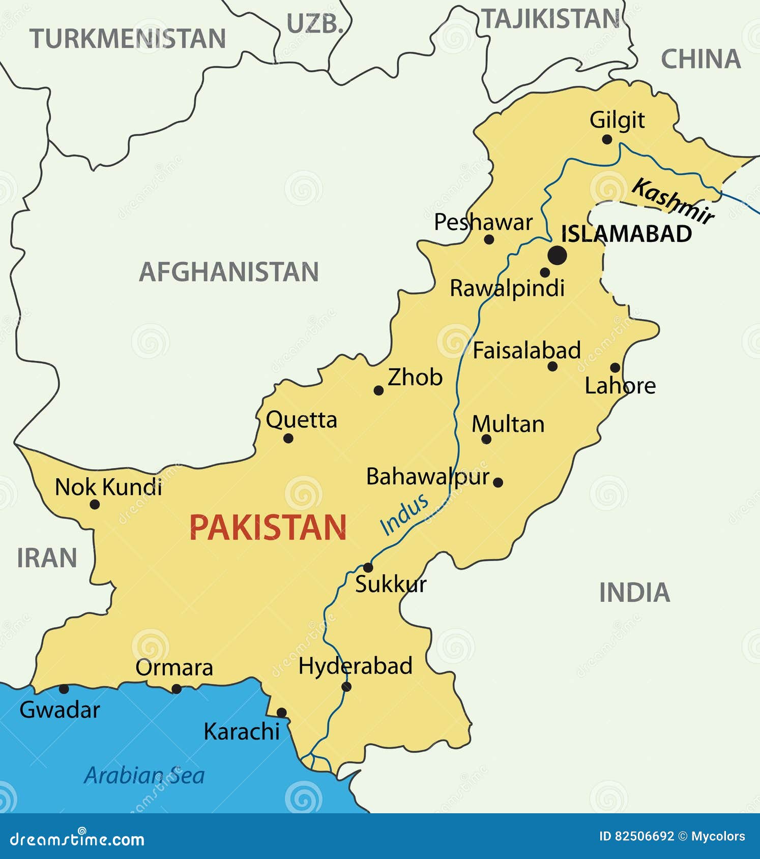 islamic republic of pakistan - map - 