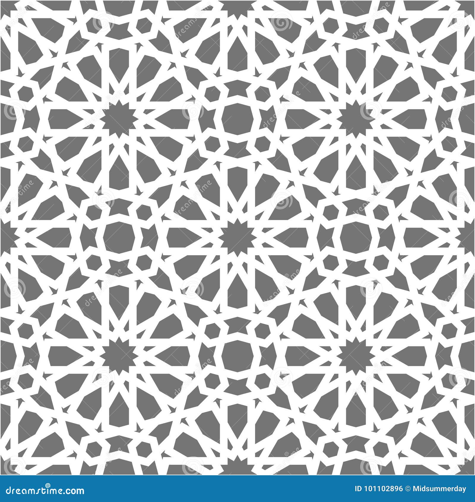 Islamic Seamless Vector Pattern White Geometric Ornaments Based On