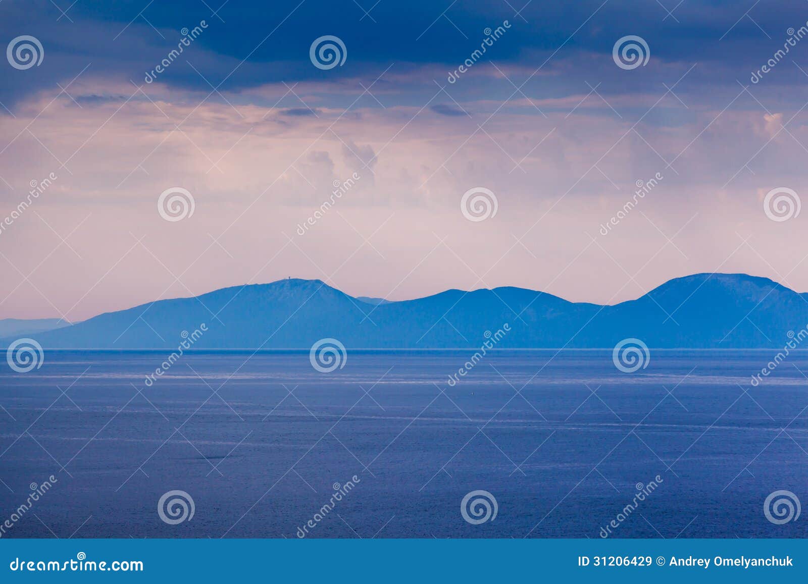 island of brac sillouette in the rainy morning