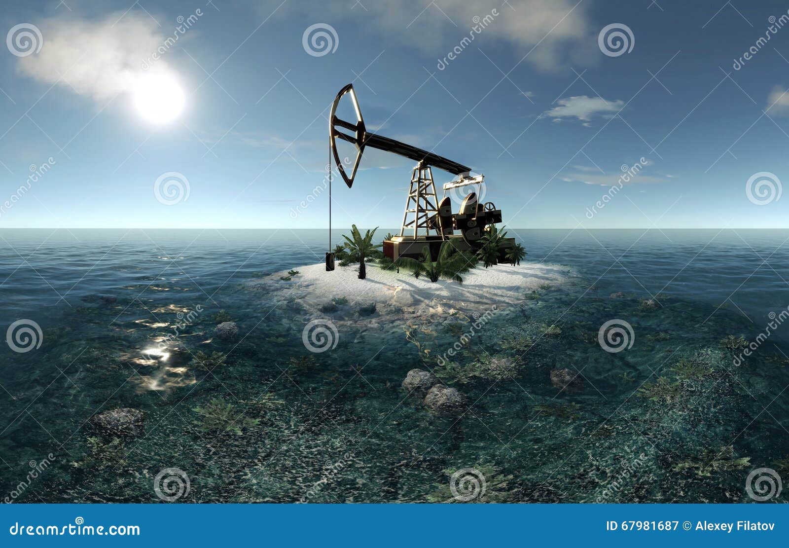 Island Oil Pump stock image. Image of offshore, environment 67981687