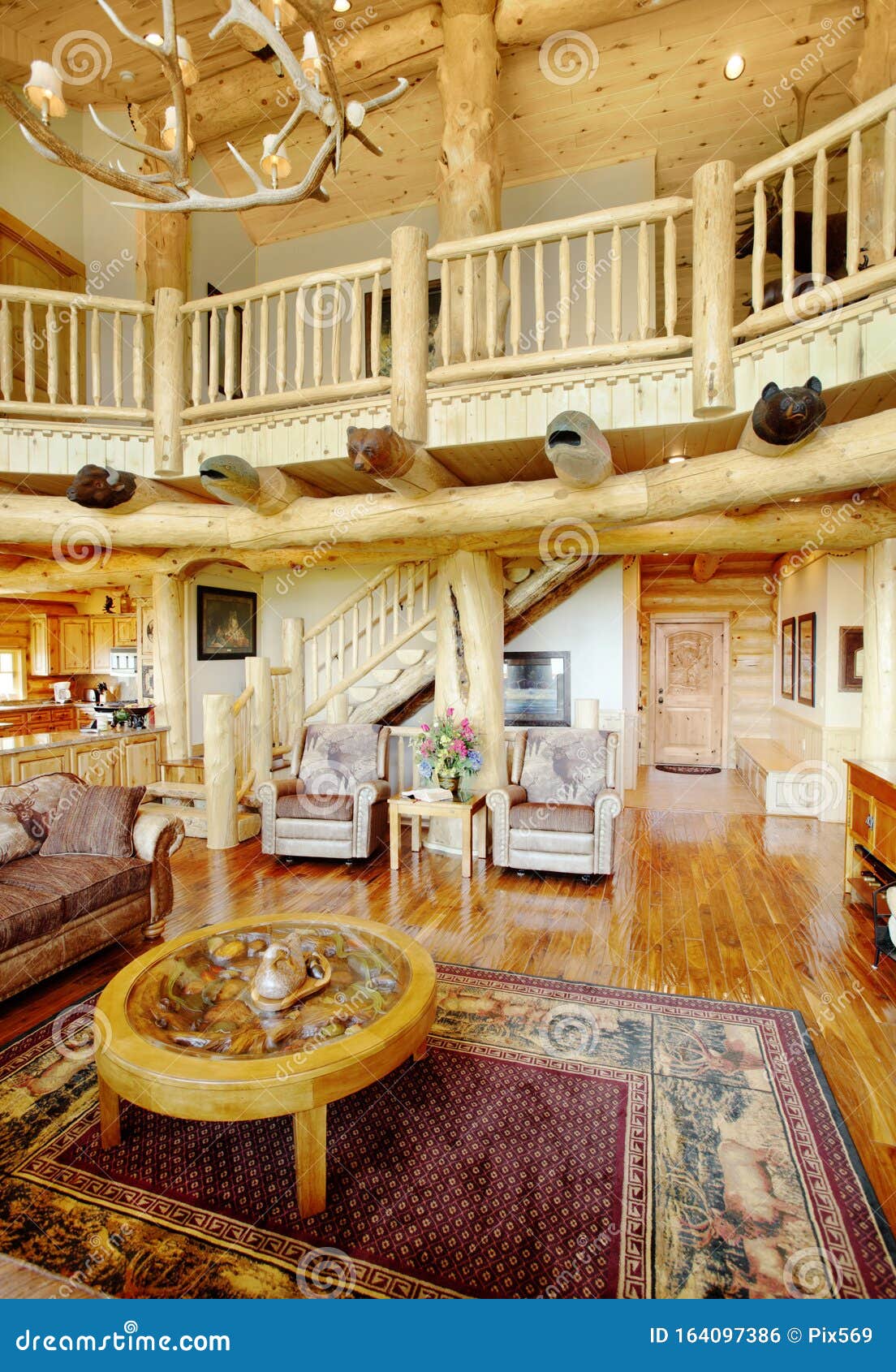 A log home great room stock photo. Image of groove, park - 164097386