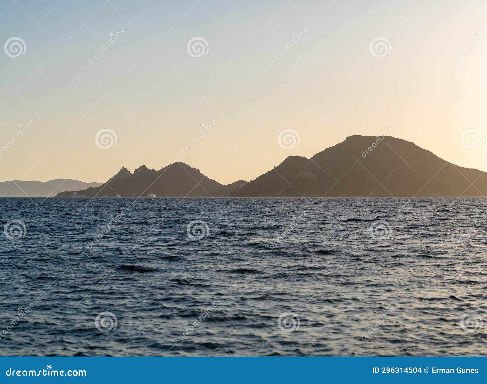 island silhouette. catalada (volo) is a turkish island located in the aegean sea
