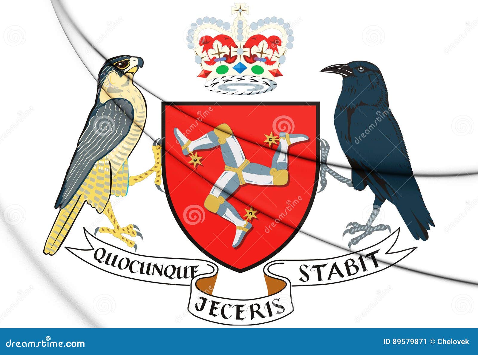 Isle of Man Coat of Arms. stock illustration. Illustration of ensign
