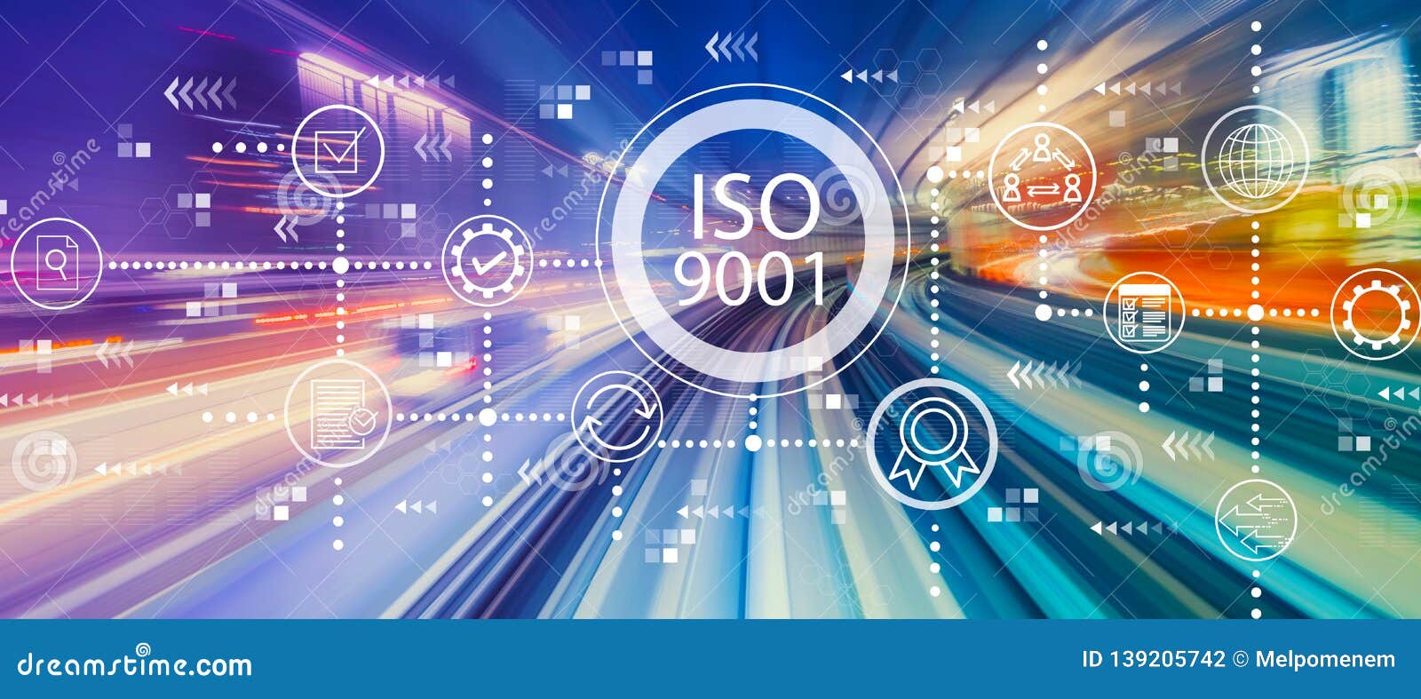 ISO 9001 with High Speed Motion Blur Stock Photo Image of assurance