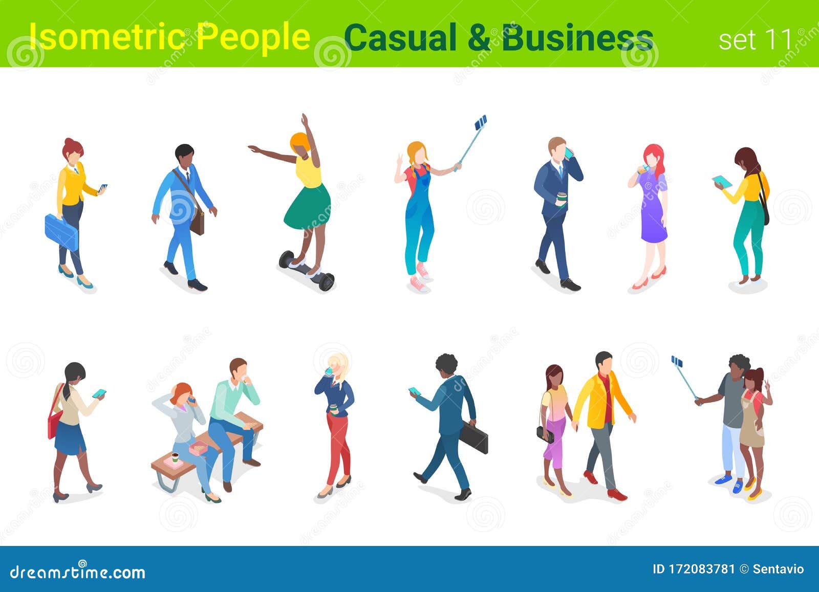 Isometric Business Casual People Flat Vector Collection. Stock Vector ...