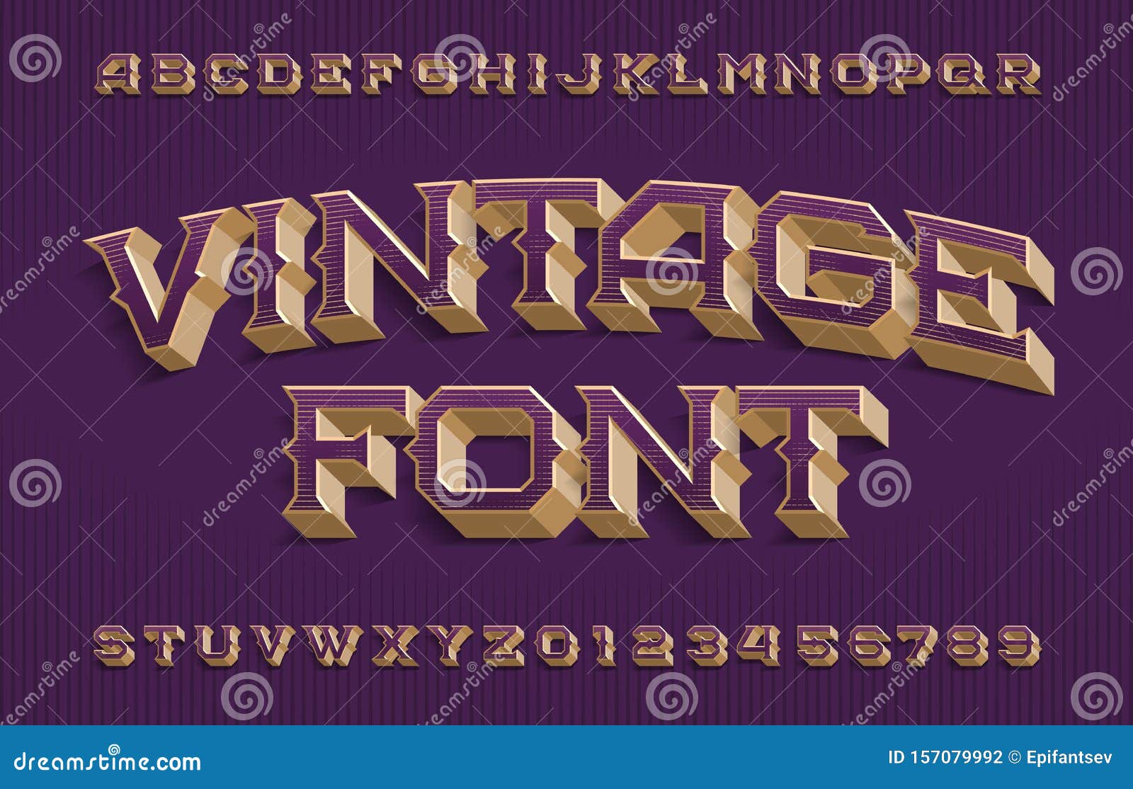 Vintage Alphabet Font. 3D Effect Scratched Letters and Numbers Stock ...