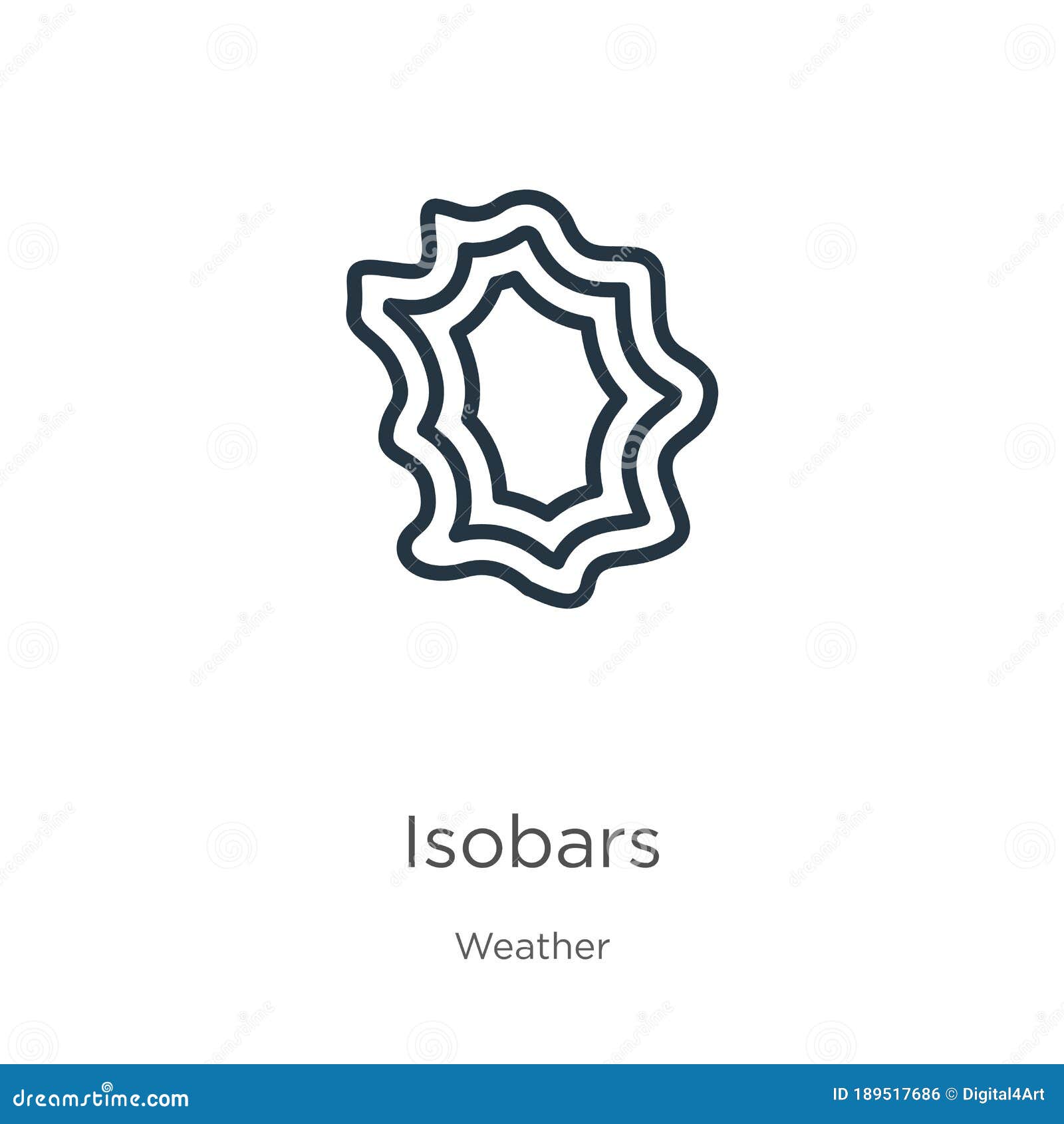 isobars icon. thin linear isobars outline icon  on white background from weather collection. line  sign,  for