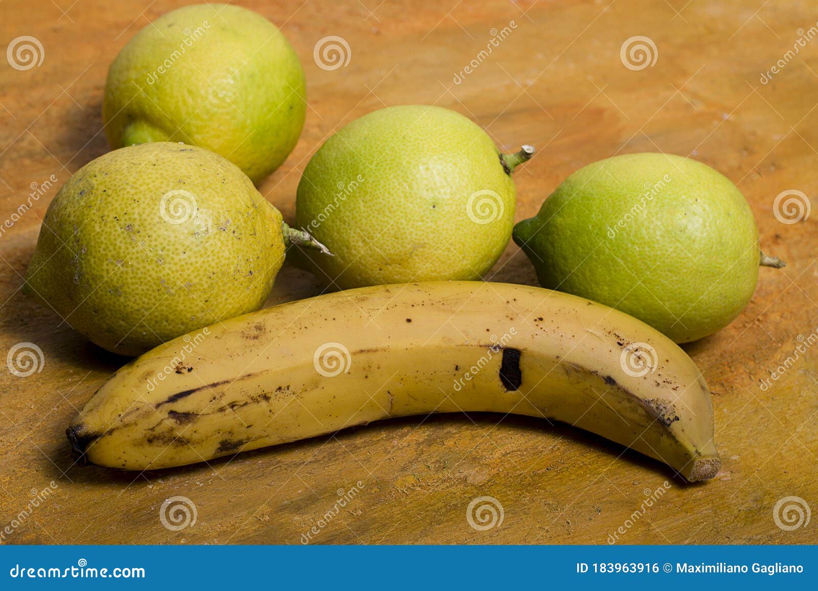 An Isolate Banana and Four Lemons Stock Photo Image of ripe, healthy