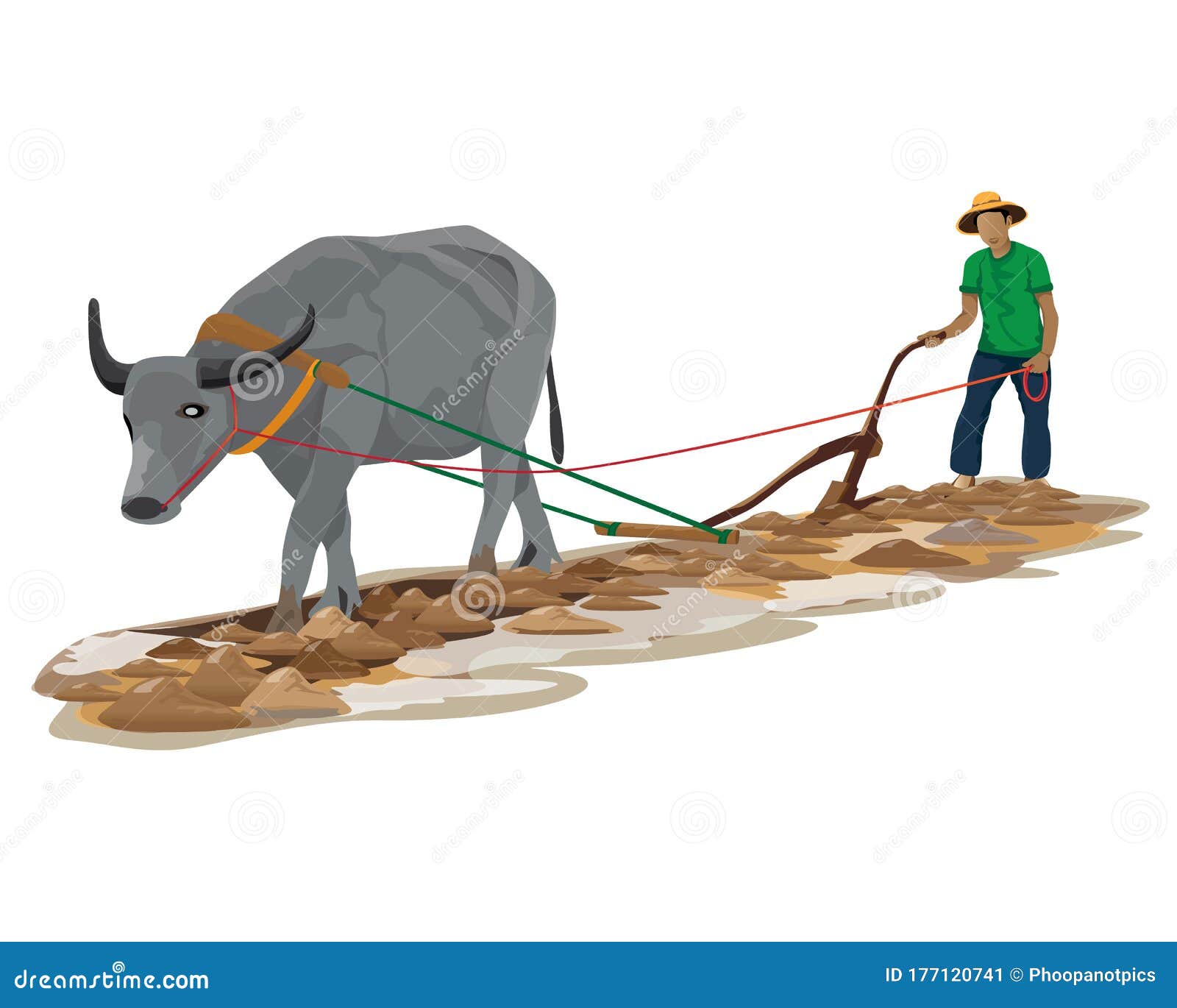 Isolate Farmer Plow Cartoon Shape Stock Vector - Illustration of plow ...