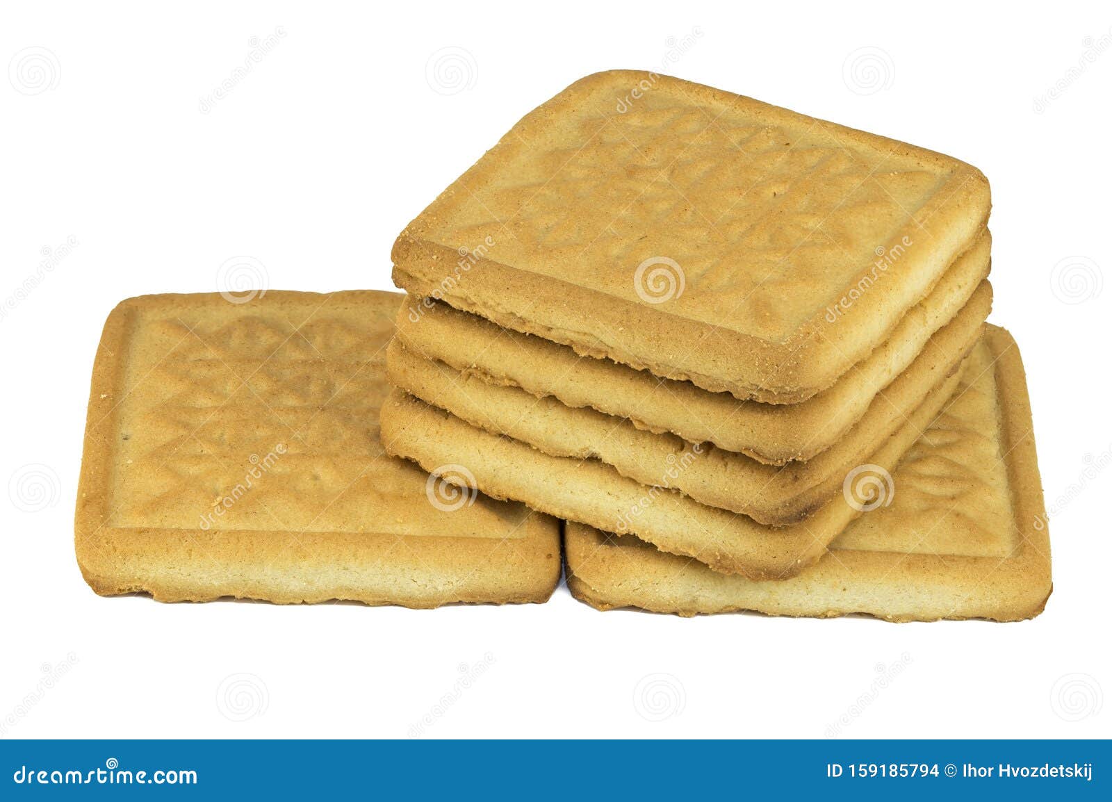 Isolate Square Biscuits for Tea on a White Background, Stock Photo