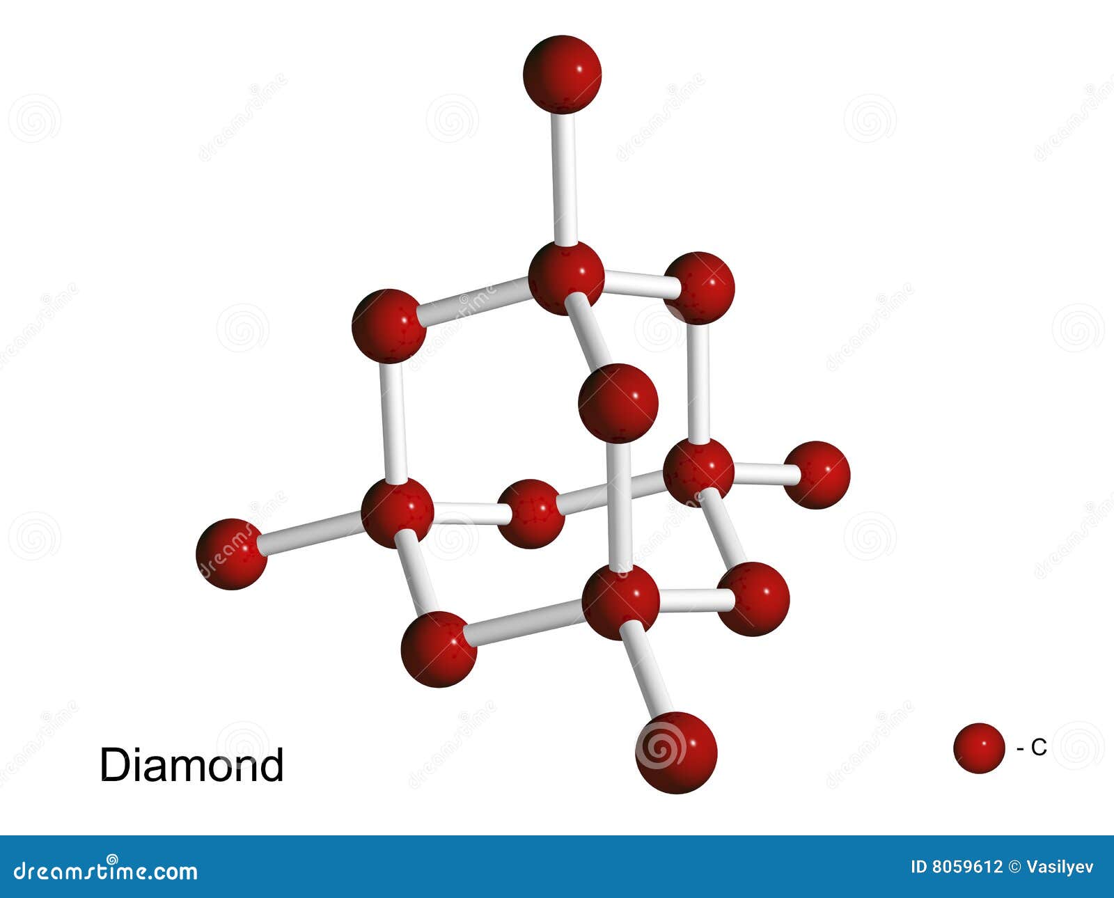  3d model of a crystal lattice of diamond