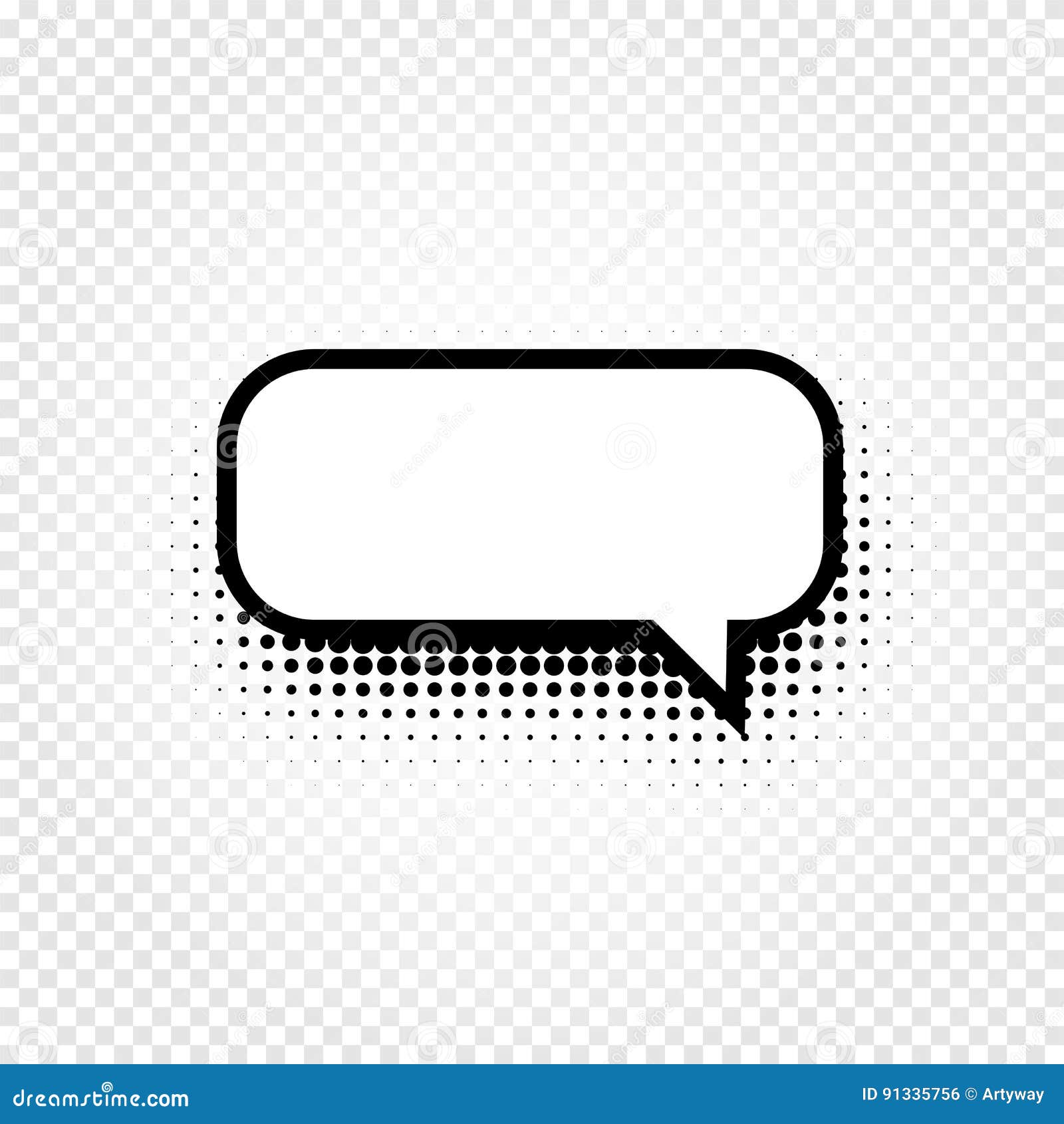  abstract black and white color comic speech balloon icon on checkered background, dialogue box sign, dialog