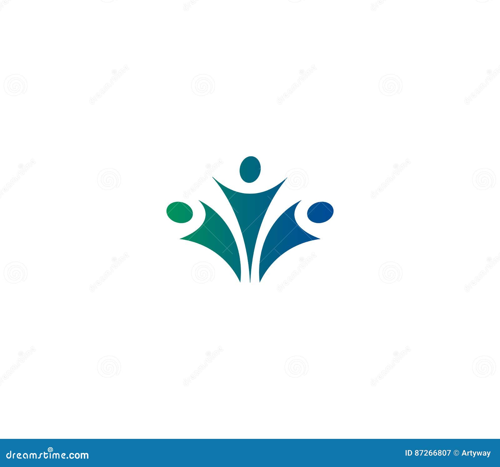 Isolated Abstract Blue and Green Color Group of Three People Logo on ...