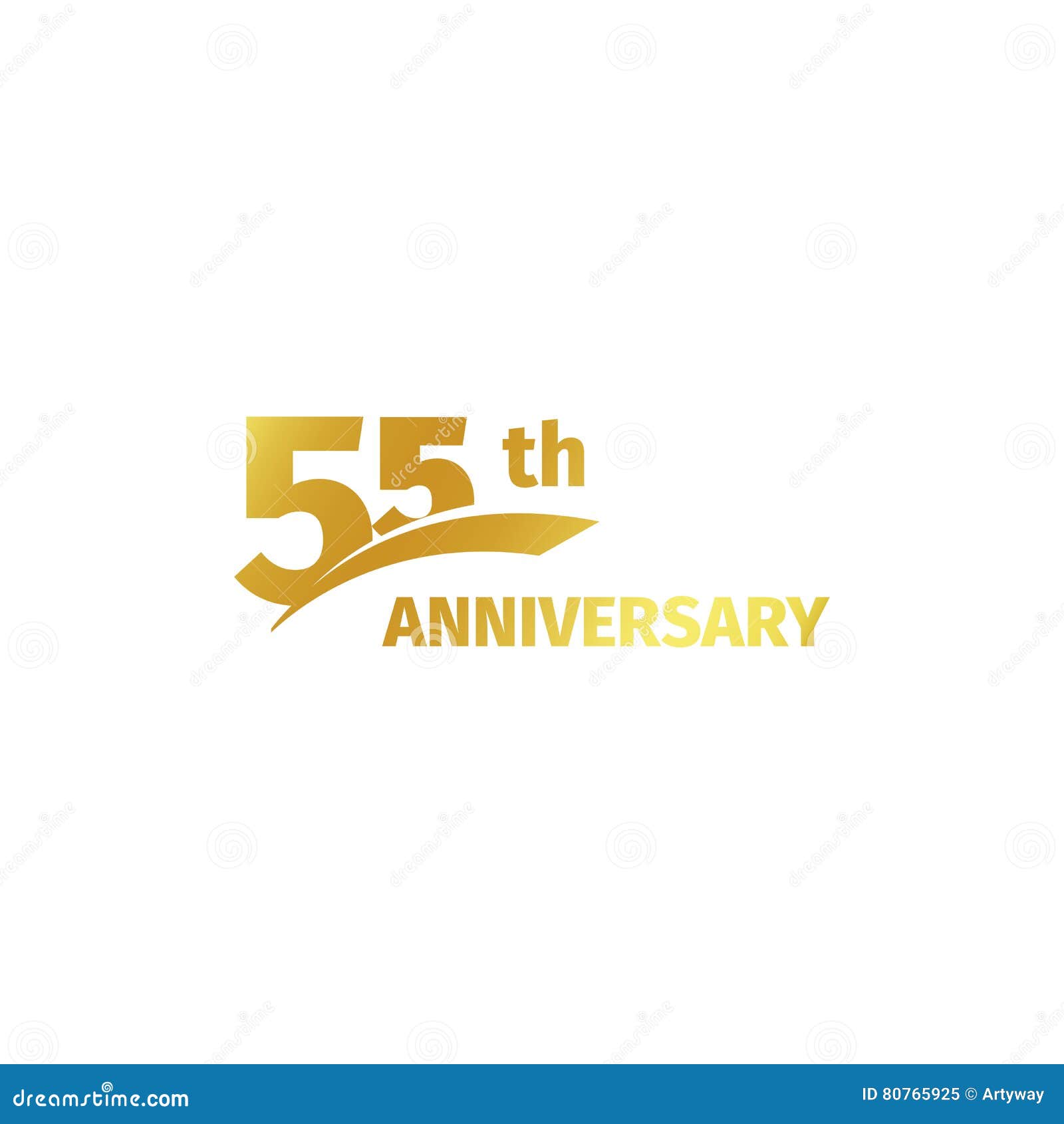 Isolated Abstract Golden 55th Anniversary Logo on White Background. 55 ...