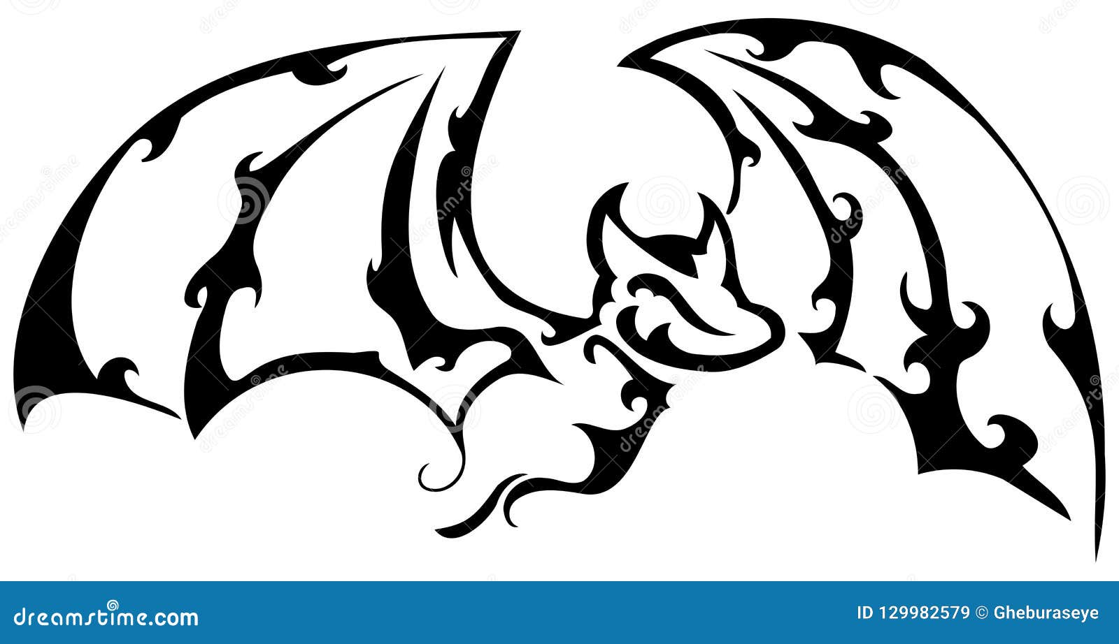 Isolated Artistic Bat Tattoo in Black and White Stock Illustration -  Illustration of cartoon, animal: 129982579