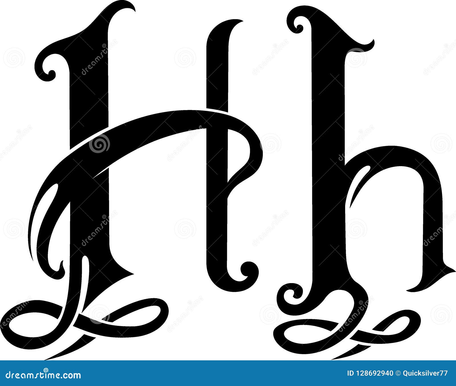 Letter H Monogram stock illustration. Illustration of abcs - 128692940