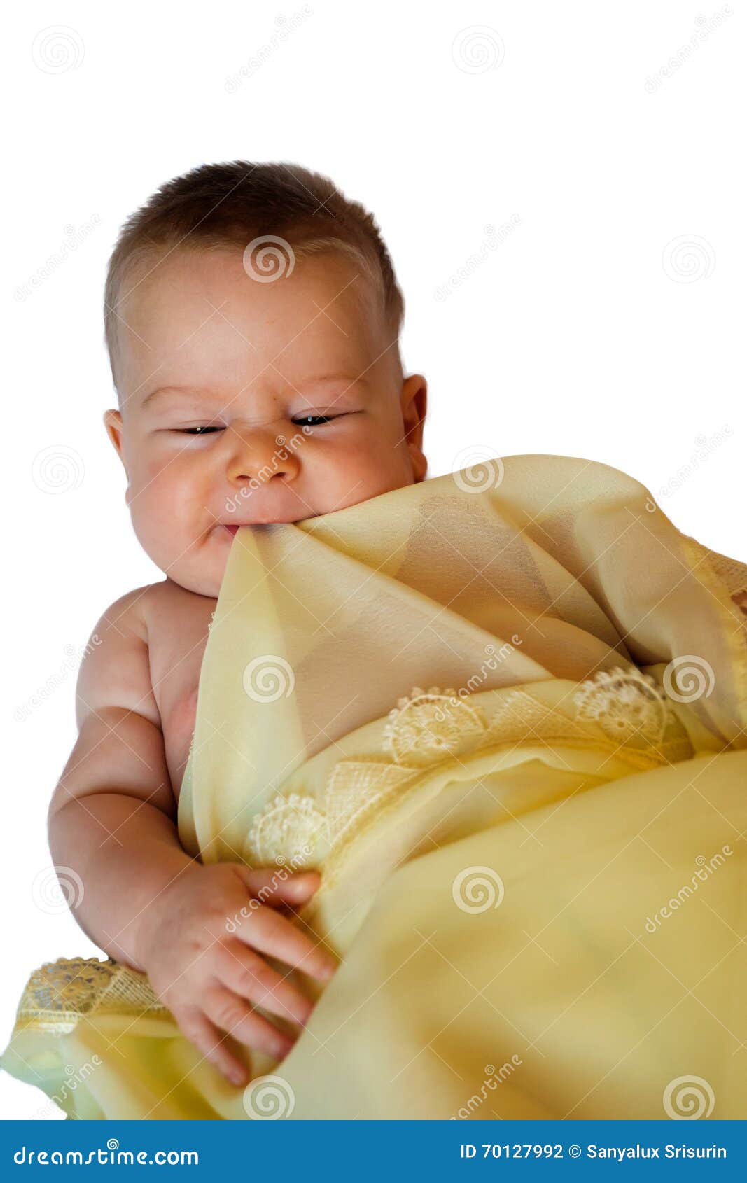 Isolated Baby in Yellow Blanket Stock Photo Image of adorable, child