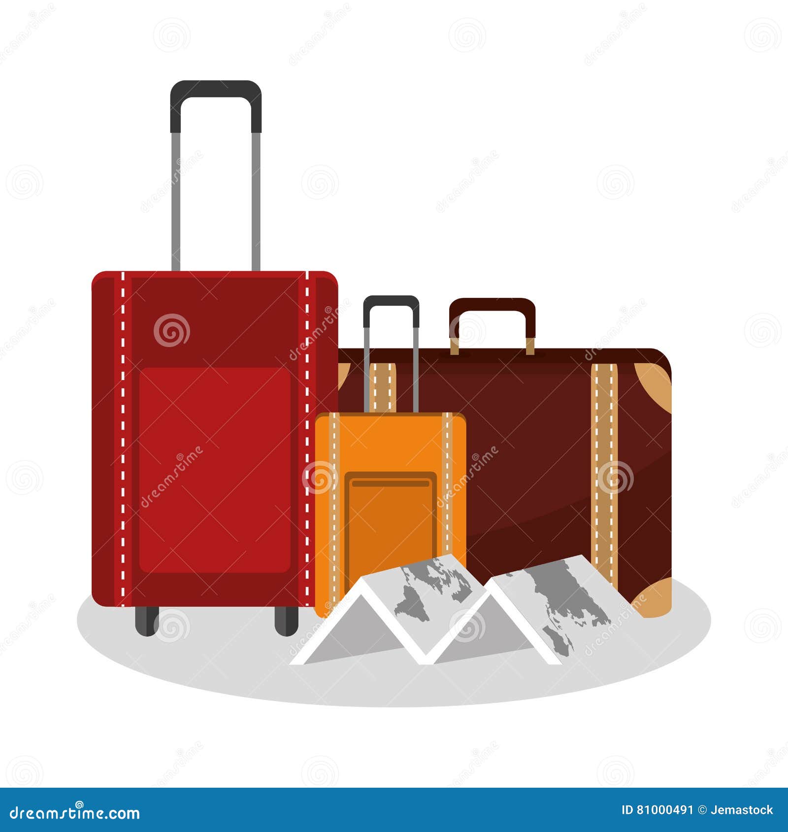 Isolated Bag and Map of Travel Design Stock Vector - Illustration of ...