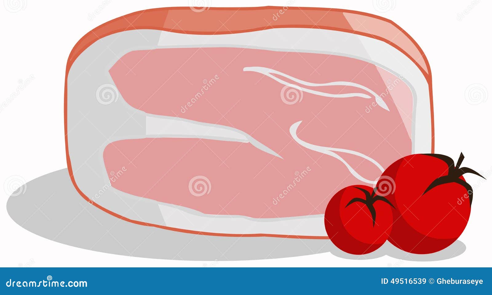 Isolated Baked Ham with Tomatoes Isolated Stock Illustration