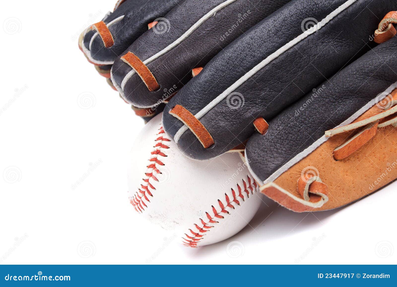 Isolated Baseball Glove with Ball Stock Image Image of base, close