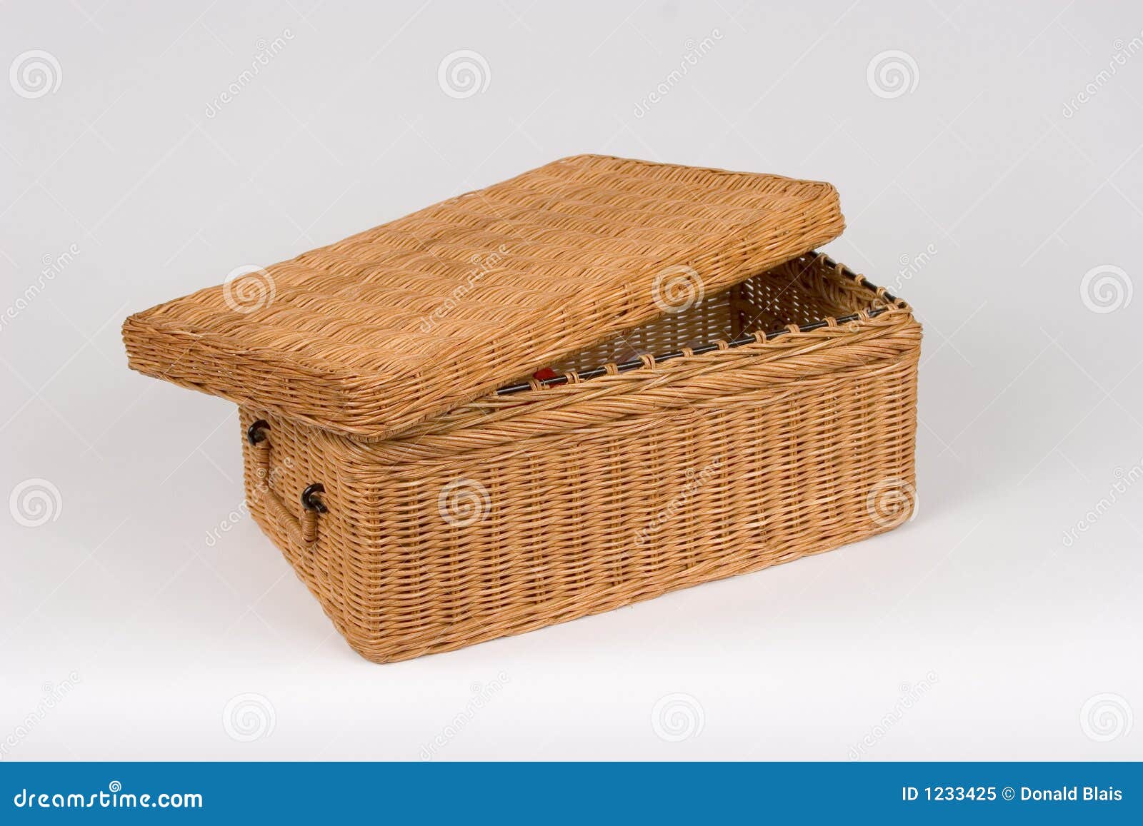 Isolated Basket with Handles and Cover Stock Image - Image of wove