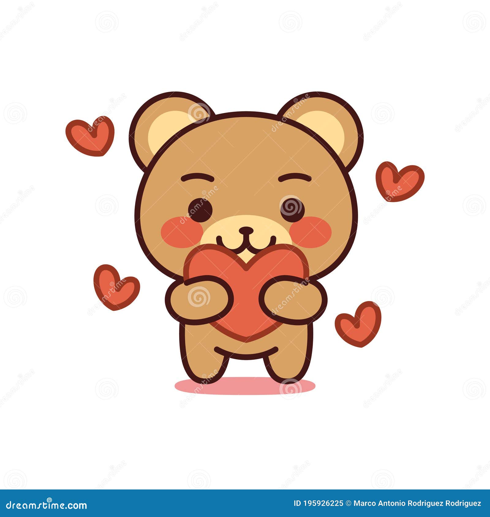 Love Kawaii Emoticons With Happy Facial Expressions, Doodle Kawaii