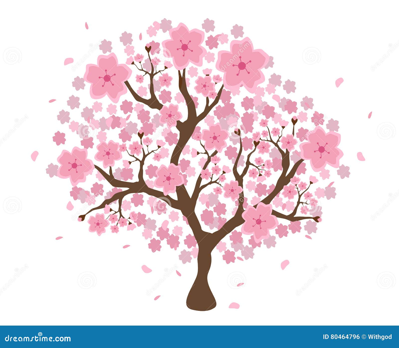 Isolated Beautiful Cherry Blossom Tree Stock Illustration