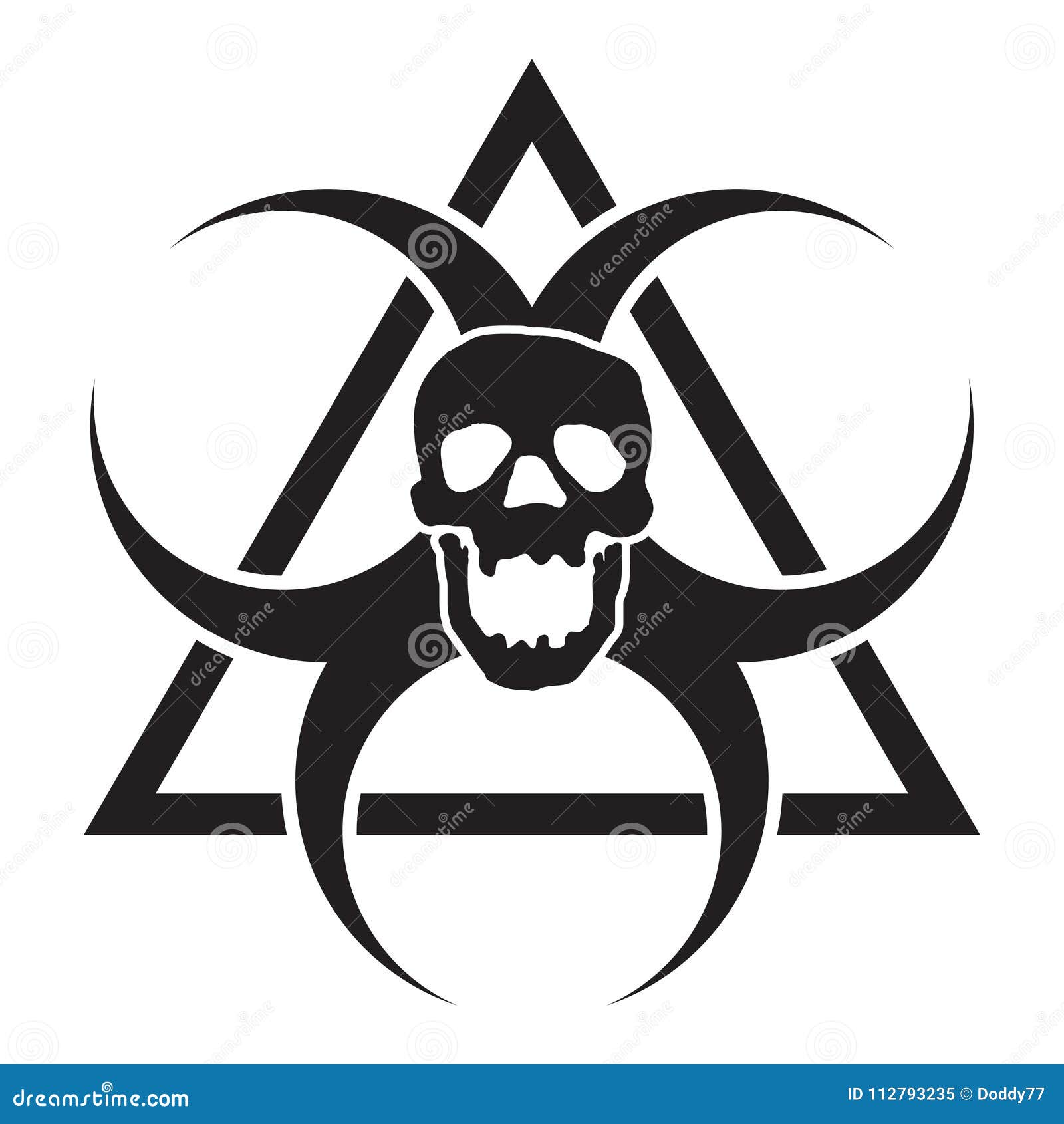 Biohazard Skull Inside Danger Sign Sticker 