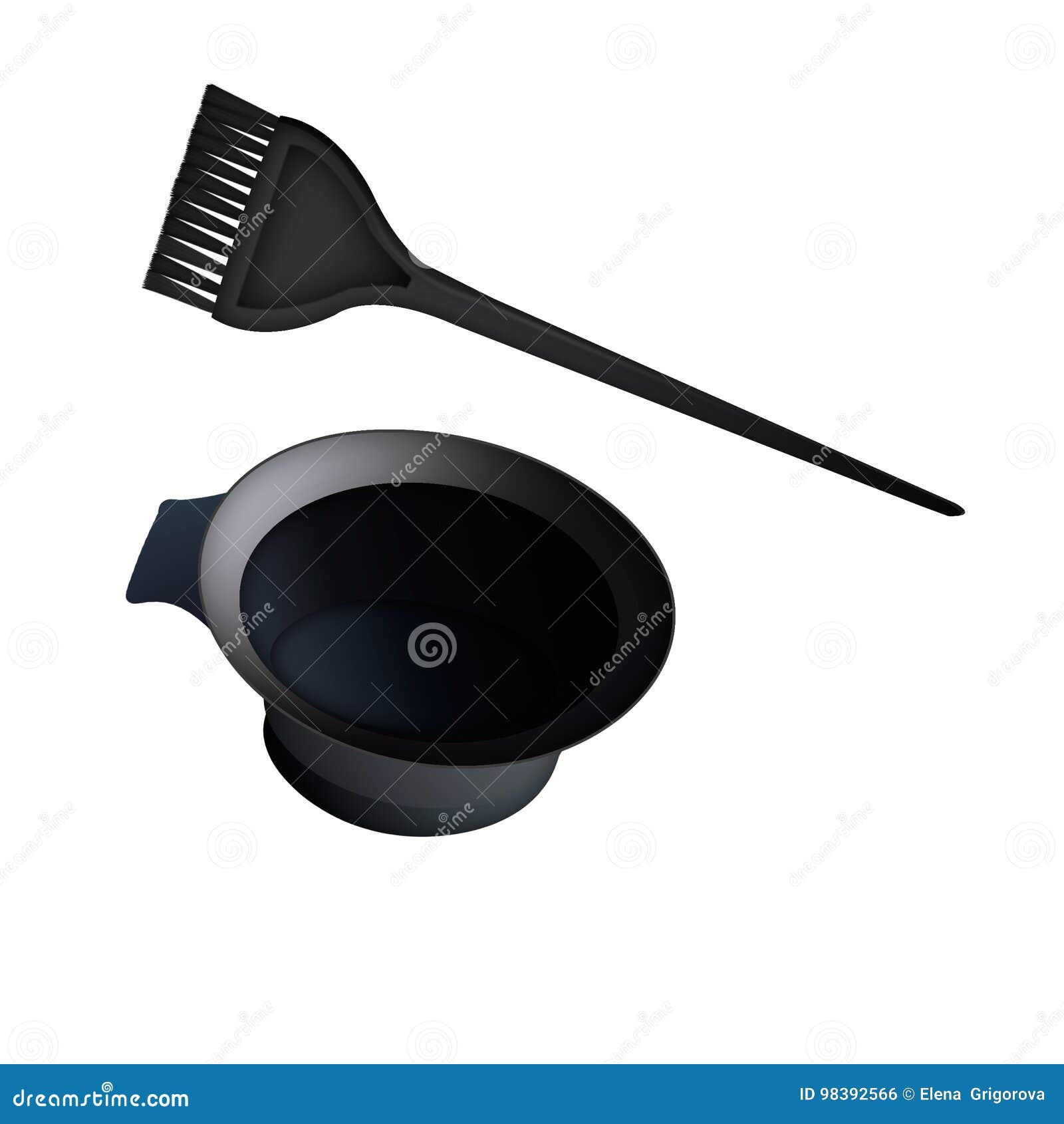 Isolated Black Bowl and Brush for Hair Dye Stock Illustration -  Illustration of brush, stylist: 98392566