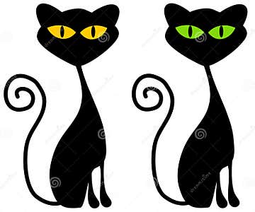 Isolated Black Cats Clip Art Stock Illustration - Illustration of ...