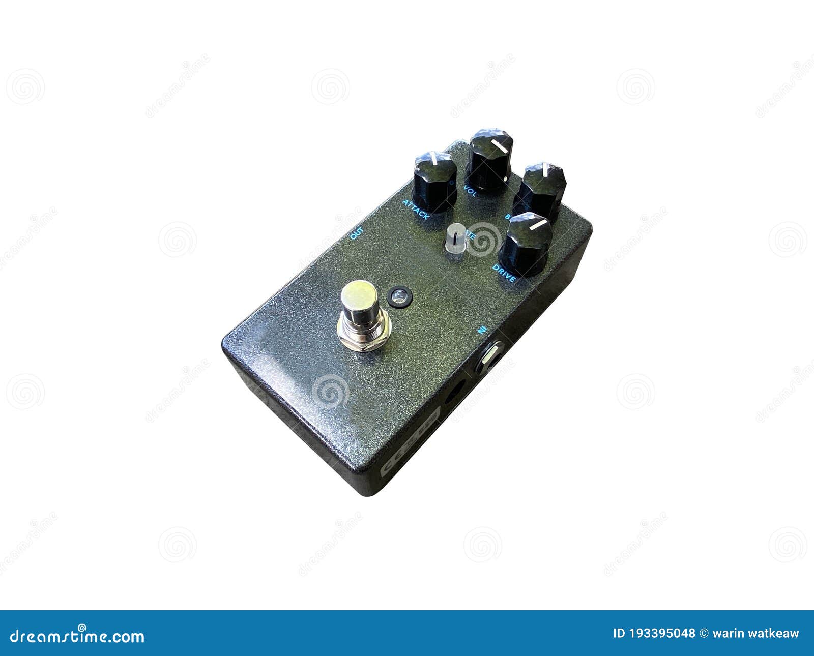 Isolated Black Metallic Glitter Distortion Stompbox Electric Guitar